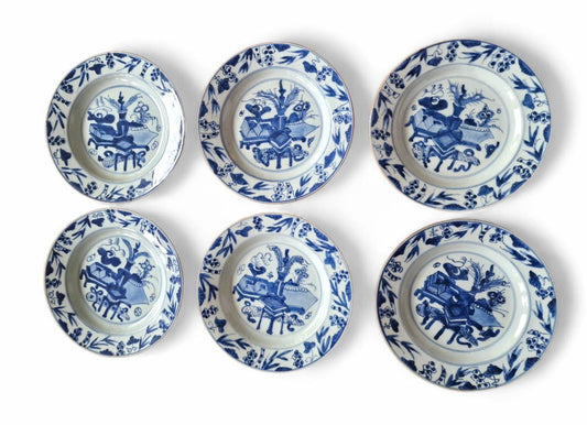 Set of 6 Antique Chinese Export Porcelain Plates, Qianlong Era, 18th Century, very nice
