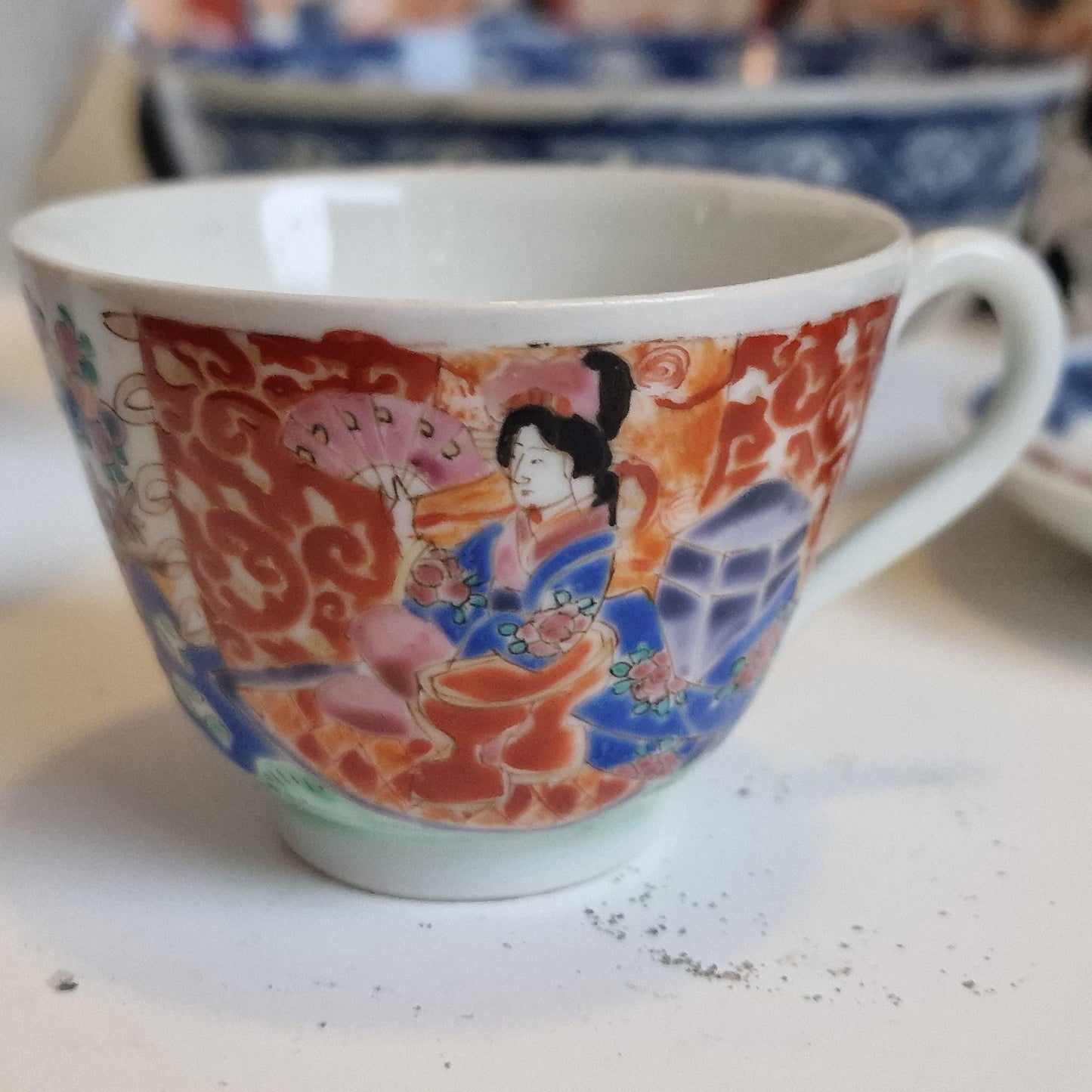 Antique Chinese Porcelain Plate Set, Floral Imari, 19th Century