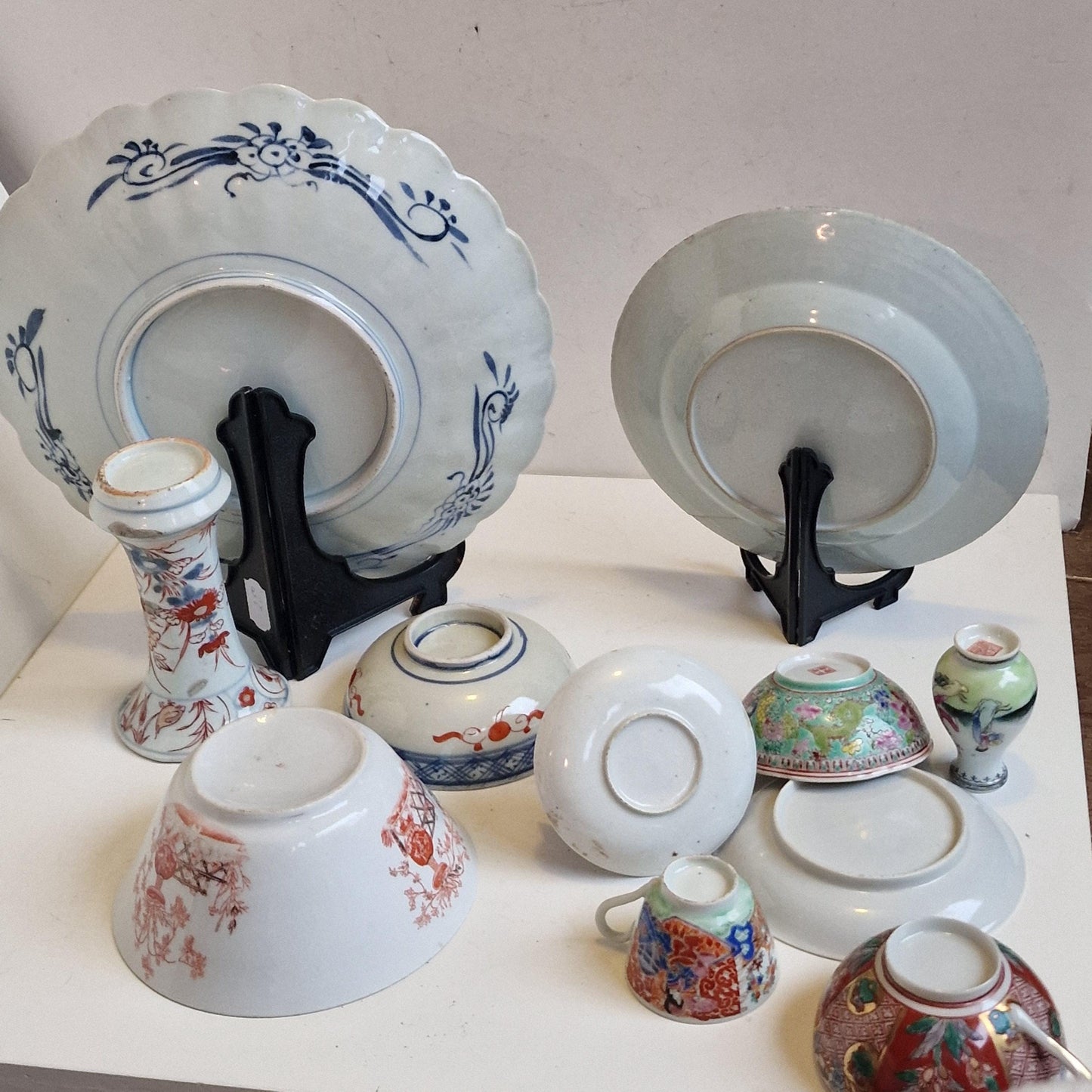 Antique Chinese Porcelain Plate Set, Floral Imari, 19th Century