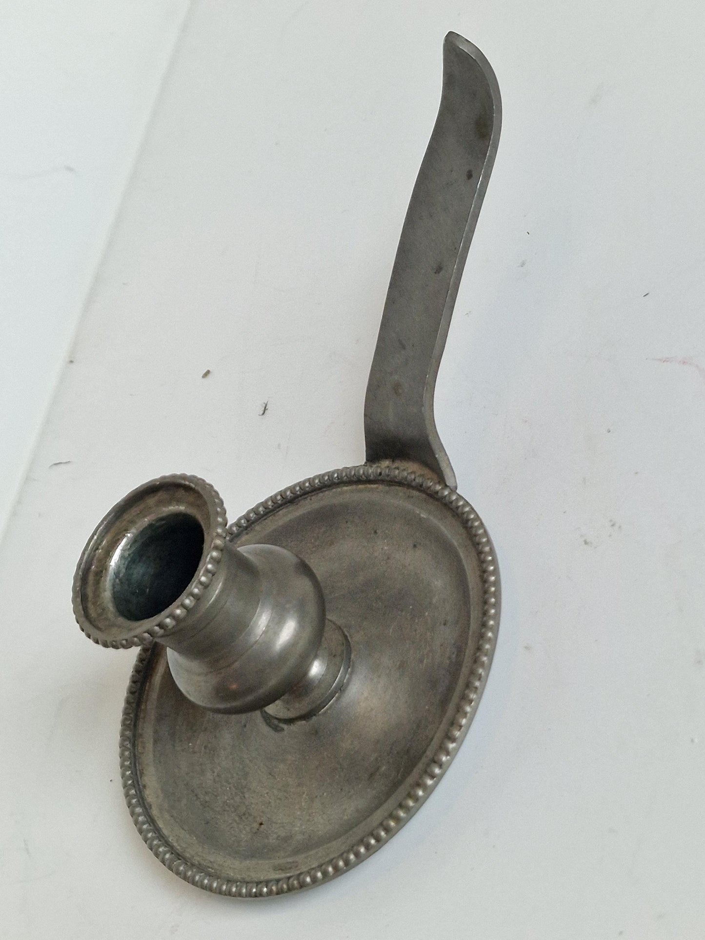 Antique Candlestick Blaker, scrooge candleholder tin pewter