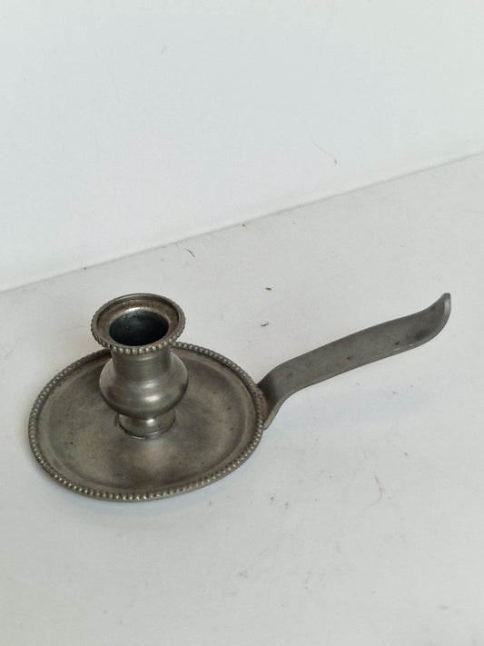 Antique Candlestick Blaker, scrooge candleholder tin pewter