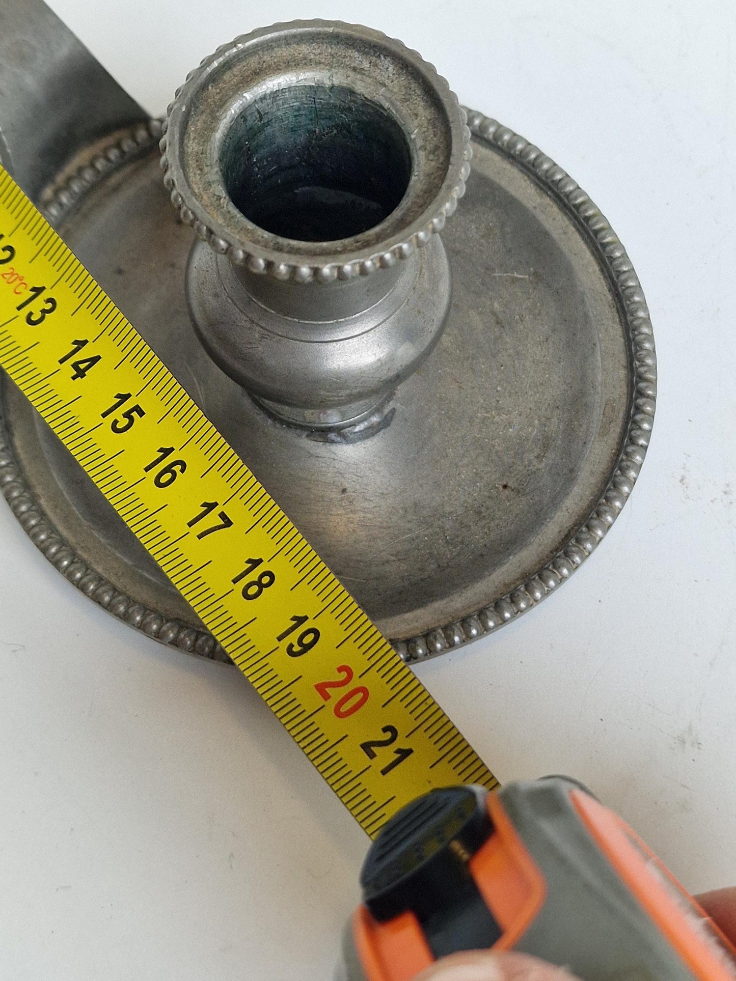 Antique Candlestick Blaker, scrooge candleholder tin pewter