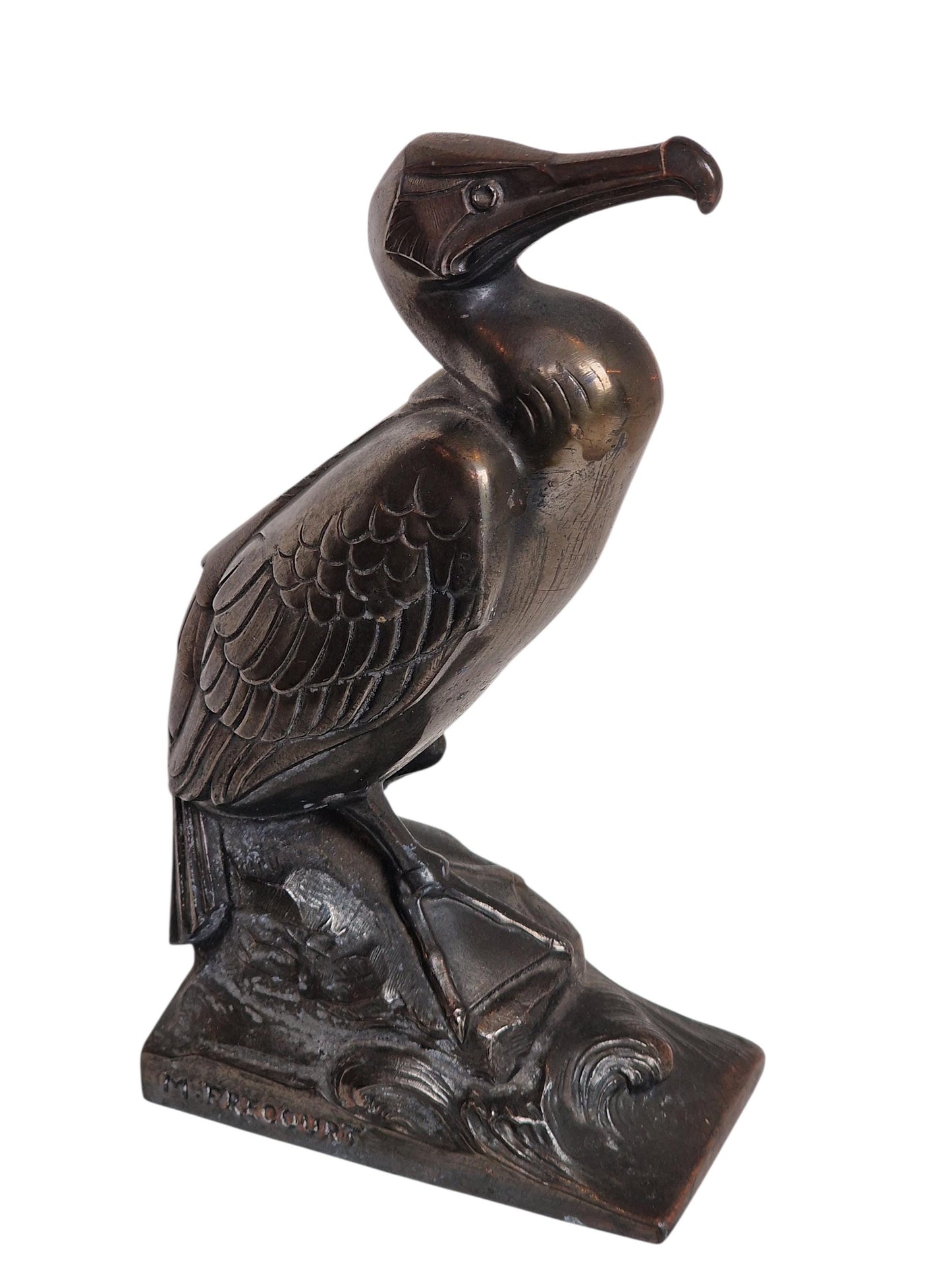 Maurice Frecourt (1890 - 1961) - Pelican. Bronze kubism french figurine antique, signed by artist