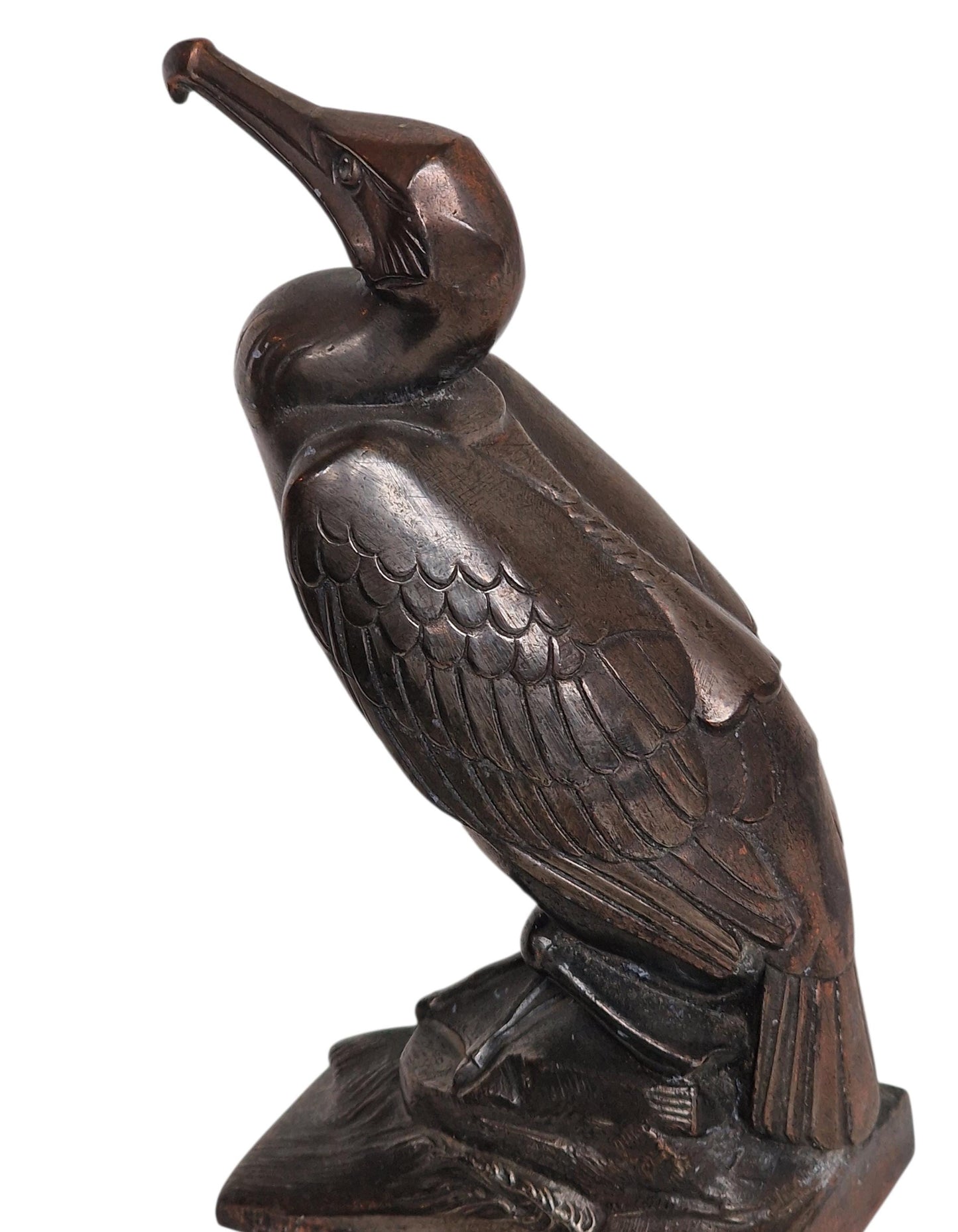 Maurice Frecourt (1890 - 1961) - Pelican. Bronze kubism french figurine antique, signed by artist