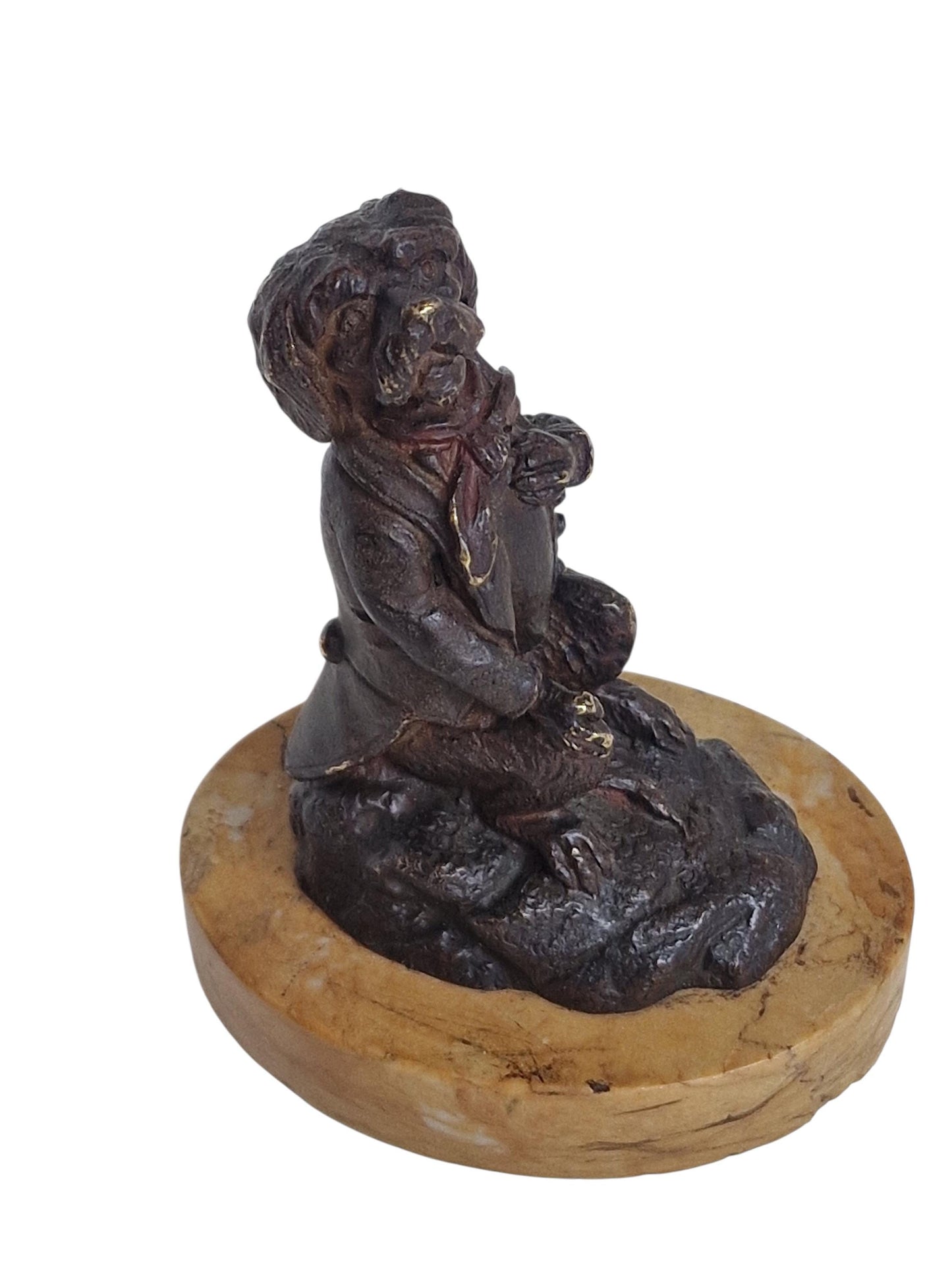 Vienna Bronze gentleman dog  Figurine, antique wiener brons on marble foot ca 1900