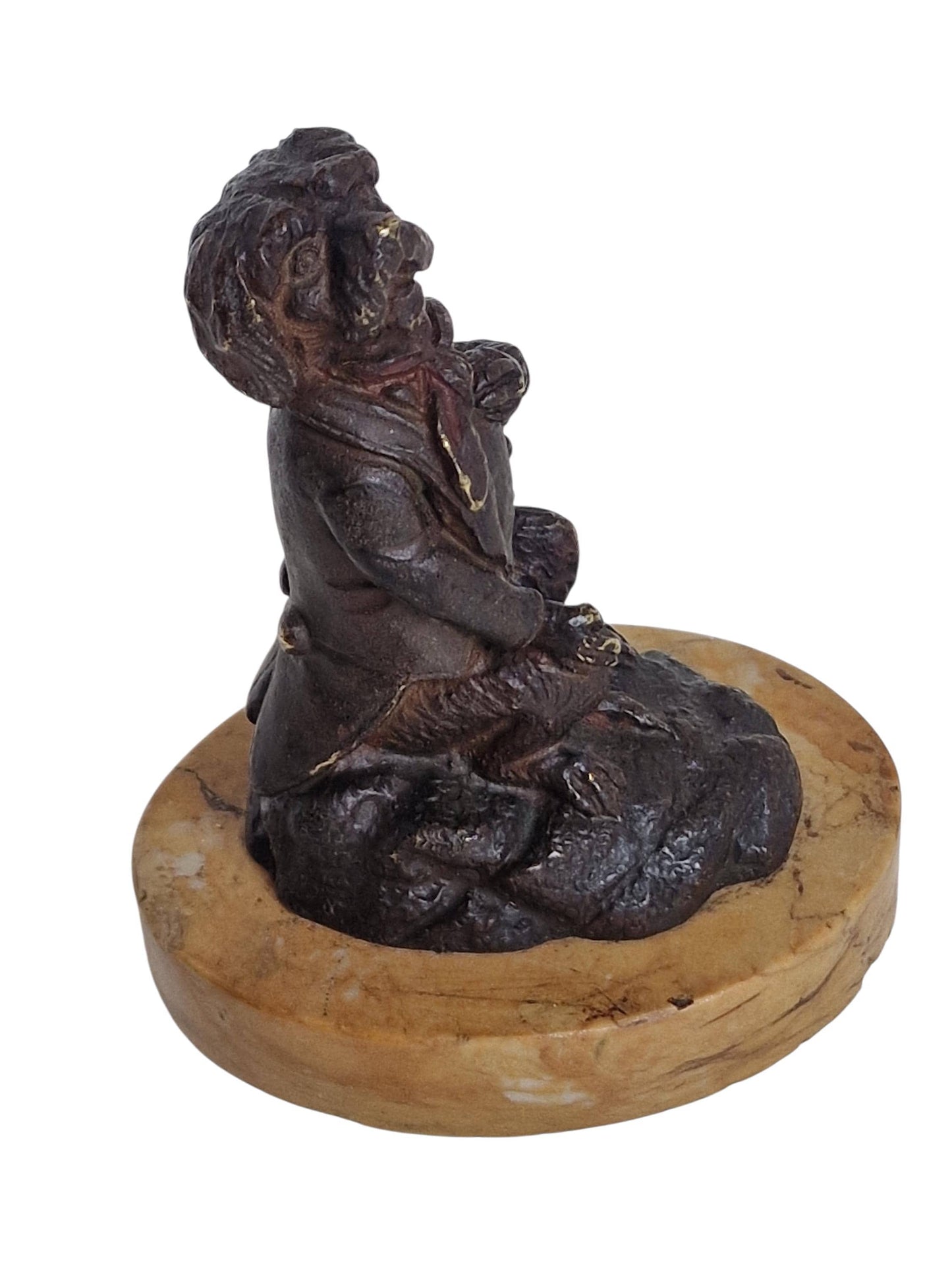 Vienna Bronze gentleman dog  Figurine, antique wiener brons on marble foot ca 1900