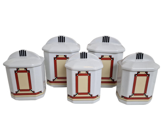 A set of 5 Art Deco keuken storage jar kitchen jars coffee kitchen