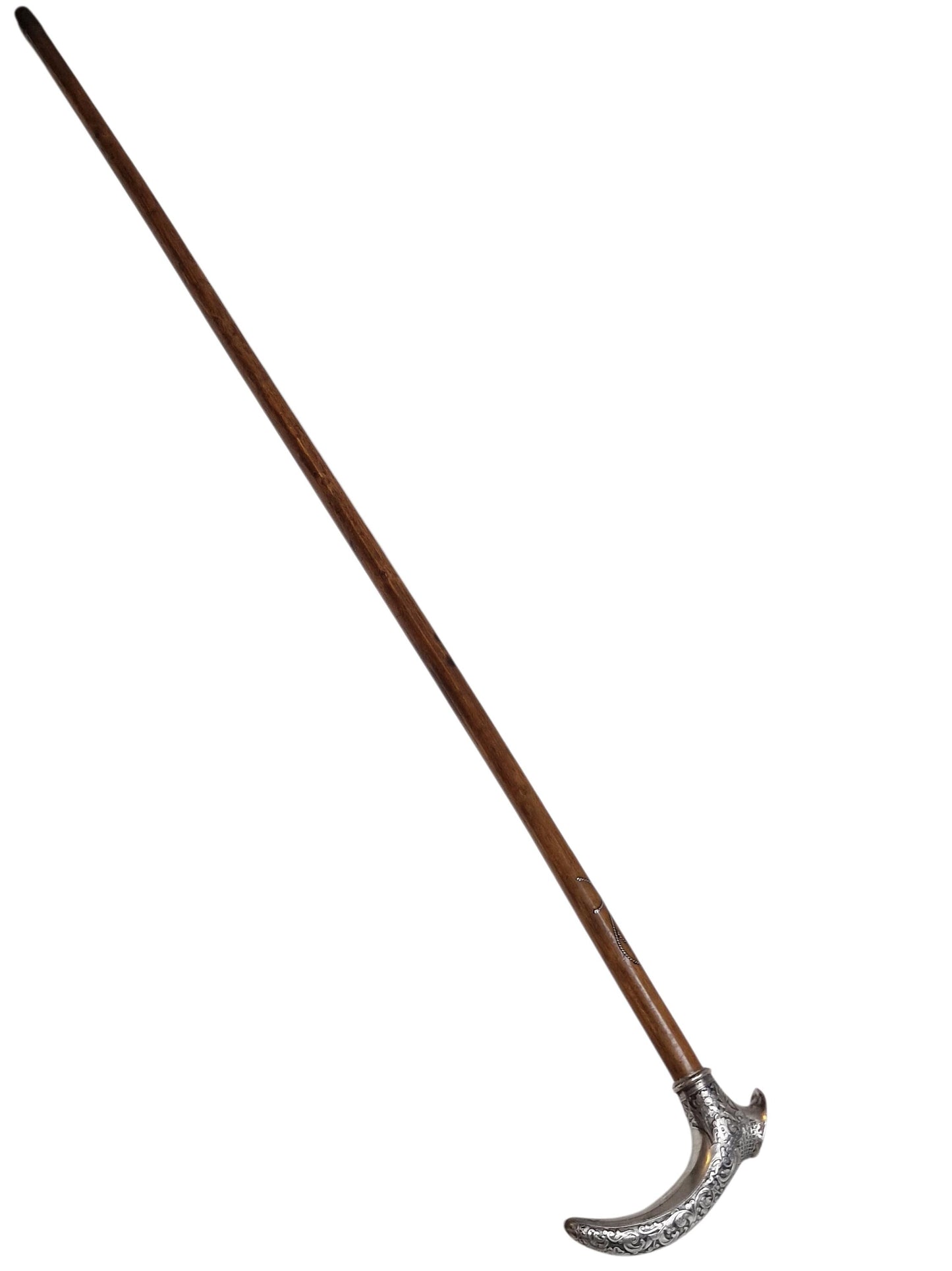 Antique Engraved Silver Walking Cane, Antwerp Belgium