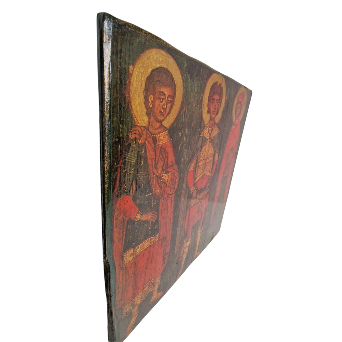 17th Century Romanian Orthodox Icon, Saints Cyros, Prokoulos & Paraskeva