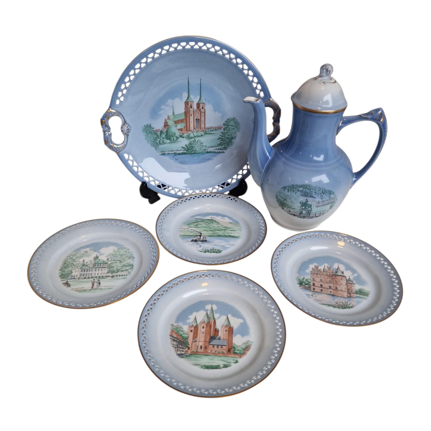 Bing & Grondahl Porcelain Tea Set, Royal Copenhagen Egeskov Roskilde