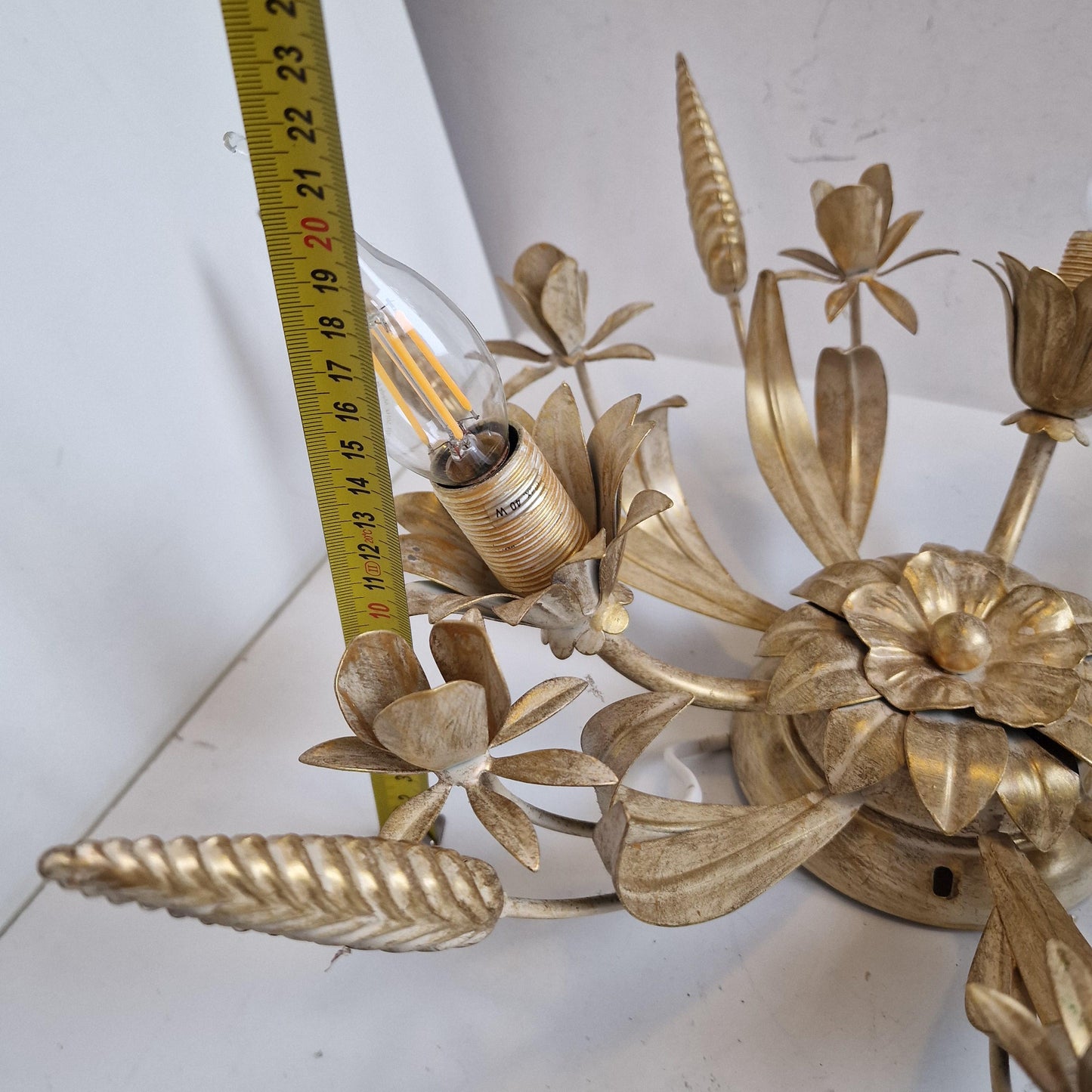 Gold Gilt Corn Lustre Ceiling Chandelier, Hans Kögl, 1960s Hollywood Regency