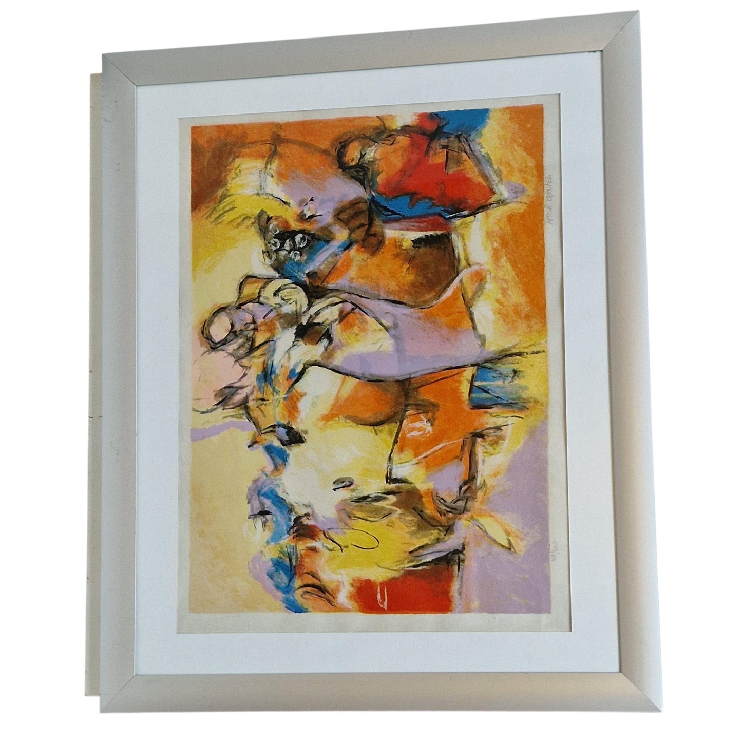Arthur Bernard Abstract Figurative Screen Print – Signed Limited Edition, Framed