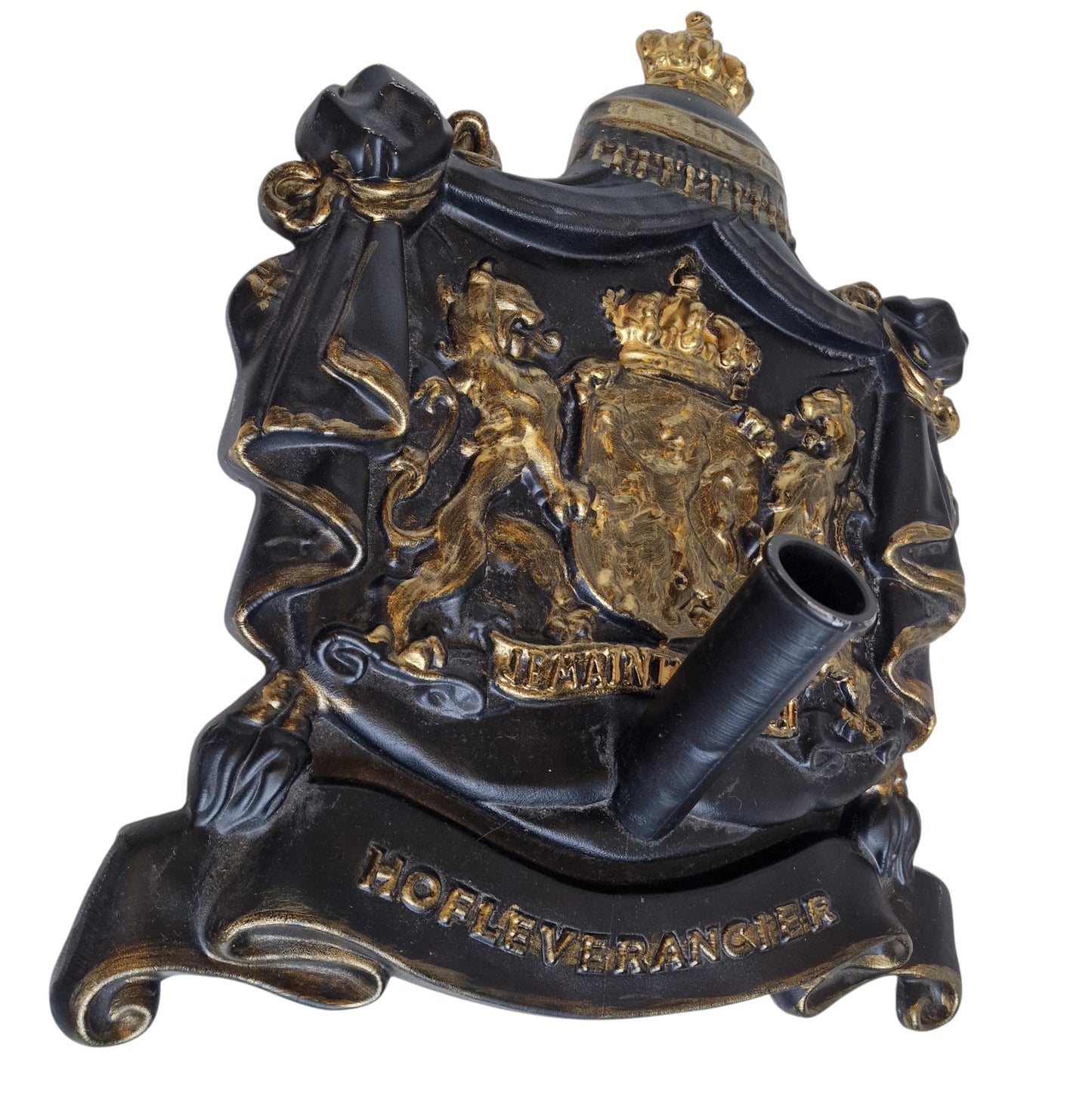 Cast Iron Flagpole Holder, Dutch Royal Coat of Arms, Architectural Detail