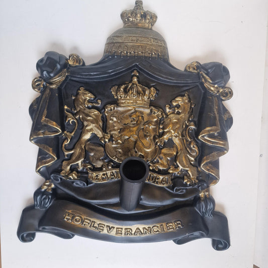 Cast Iron Flagpole Holder, Dutch Royal Coat of Arms, Architectural Detail