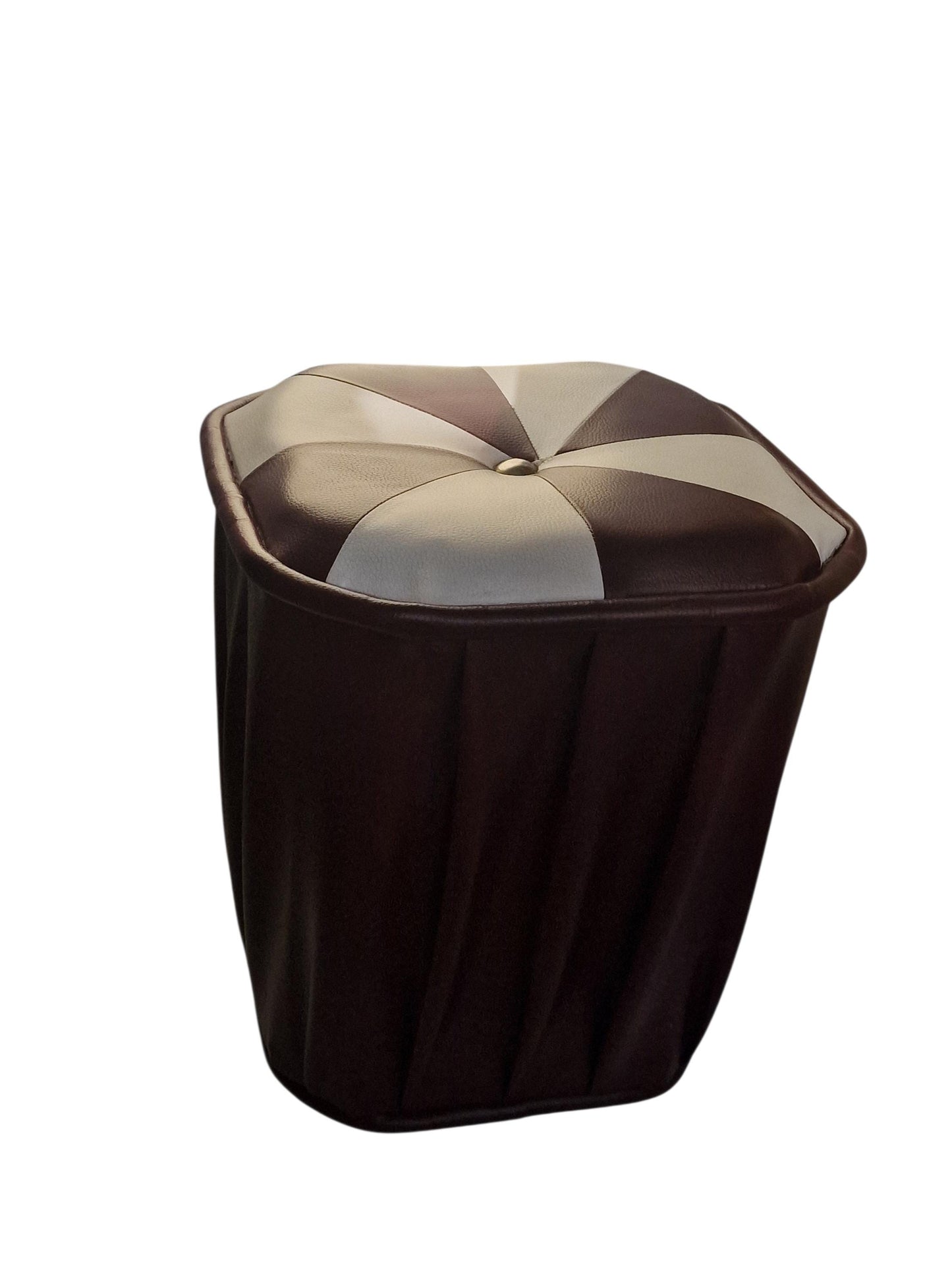 Vintage Leather stool: ottoman designer kruk pouf poef