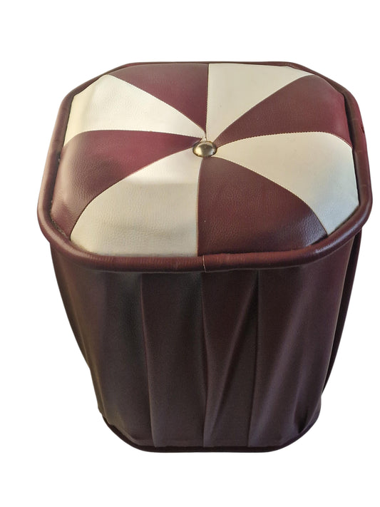 Vintage Leather stool: ottoman designer kruk pouf poef