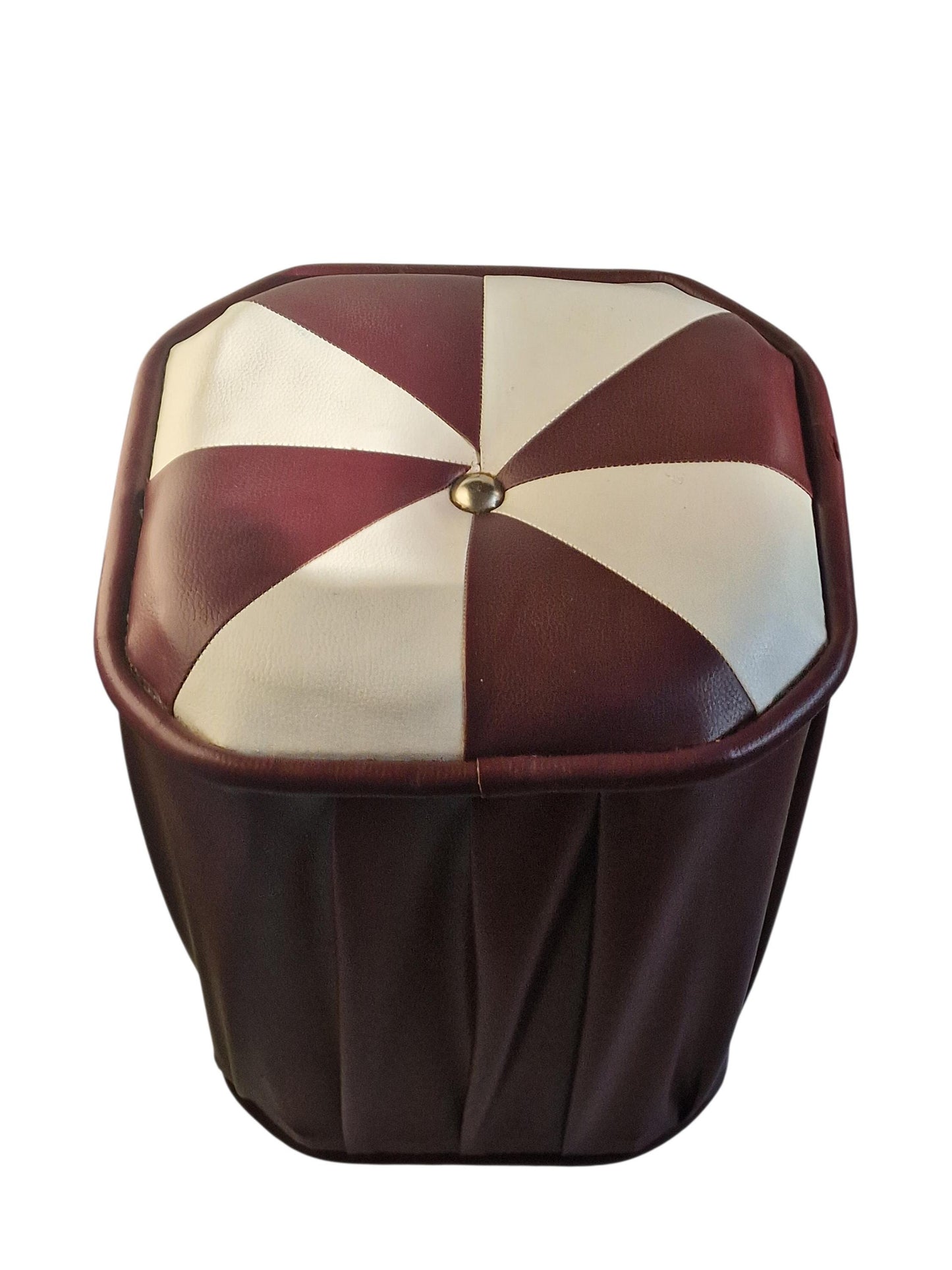 Vintage Leather stool: ottoman designer kruk pouf poef