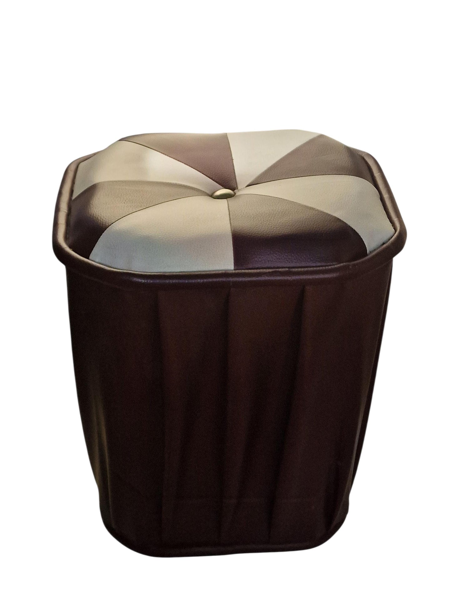 Vintage Leather stool: ottoman designer kruk pouf poef