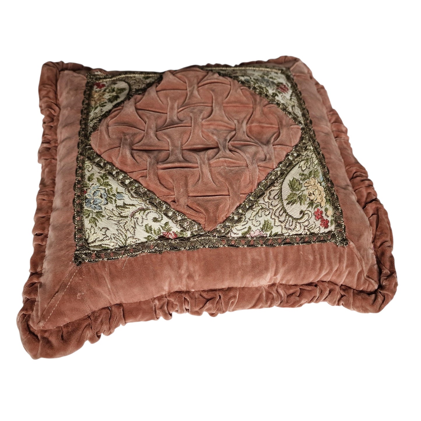 A set of 2 opulent victorian cushions, Sierkussens, filled feather, vintage cushion pillow gobelin