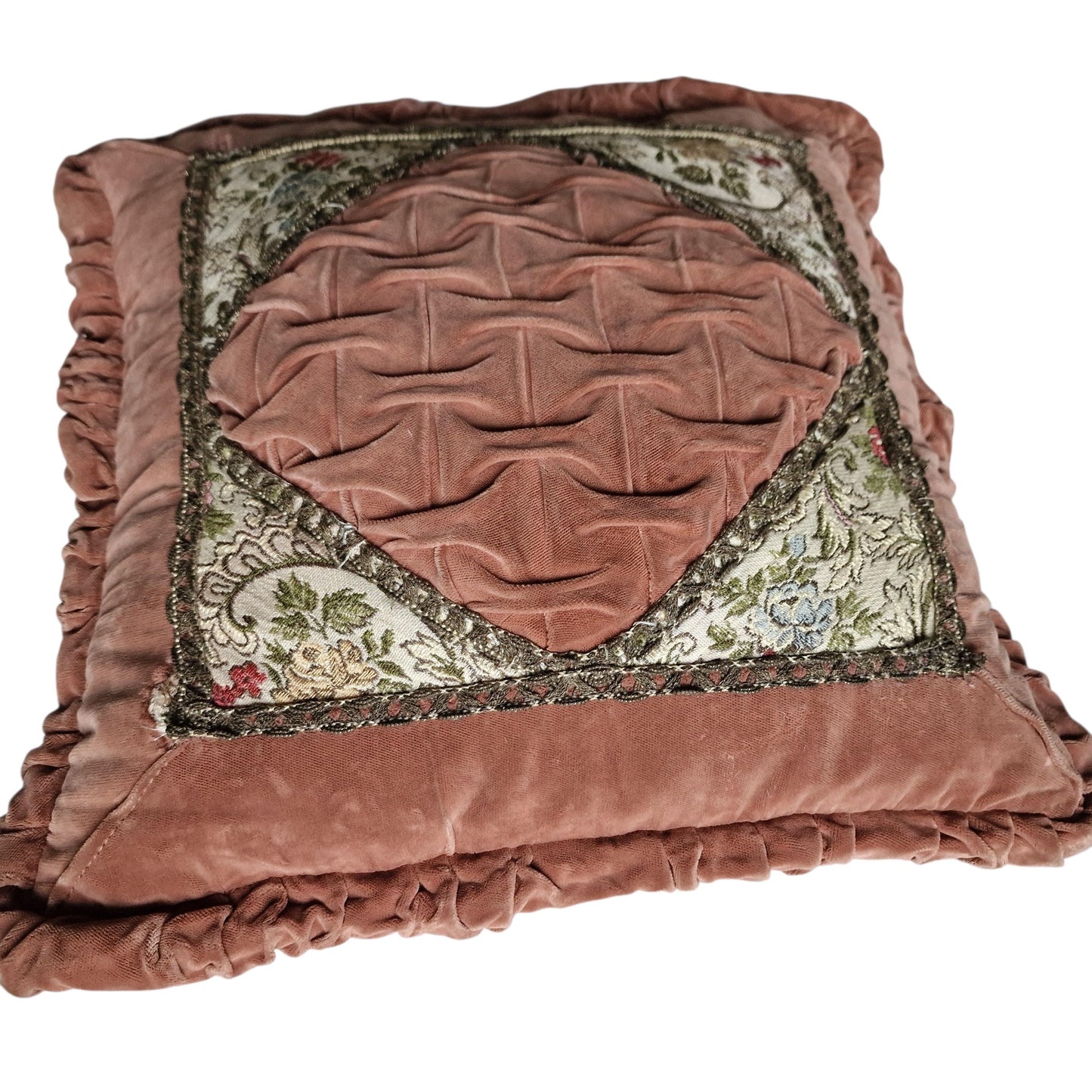 A set of 2 opulent victorian cushions, Sierkussens, filled feather, vintage cushion pillow gobelin