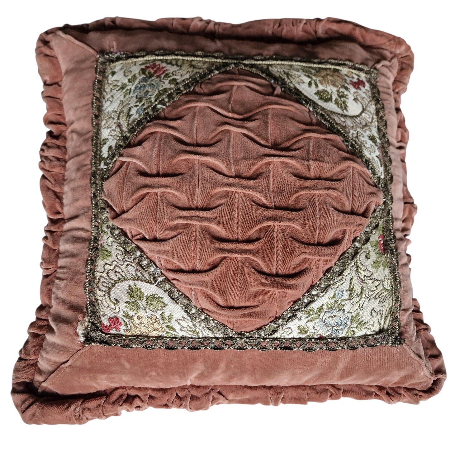 A set of 2 opulent victorian cushions, Sierkussens, filled feather, vintage cushion pillow gobelin