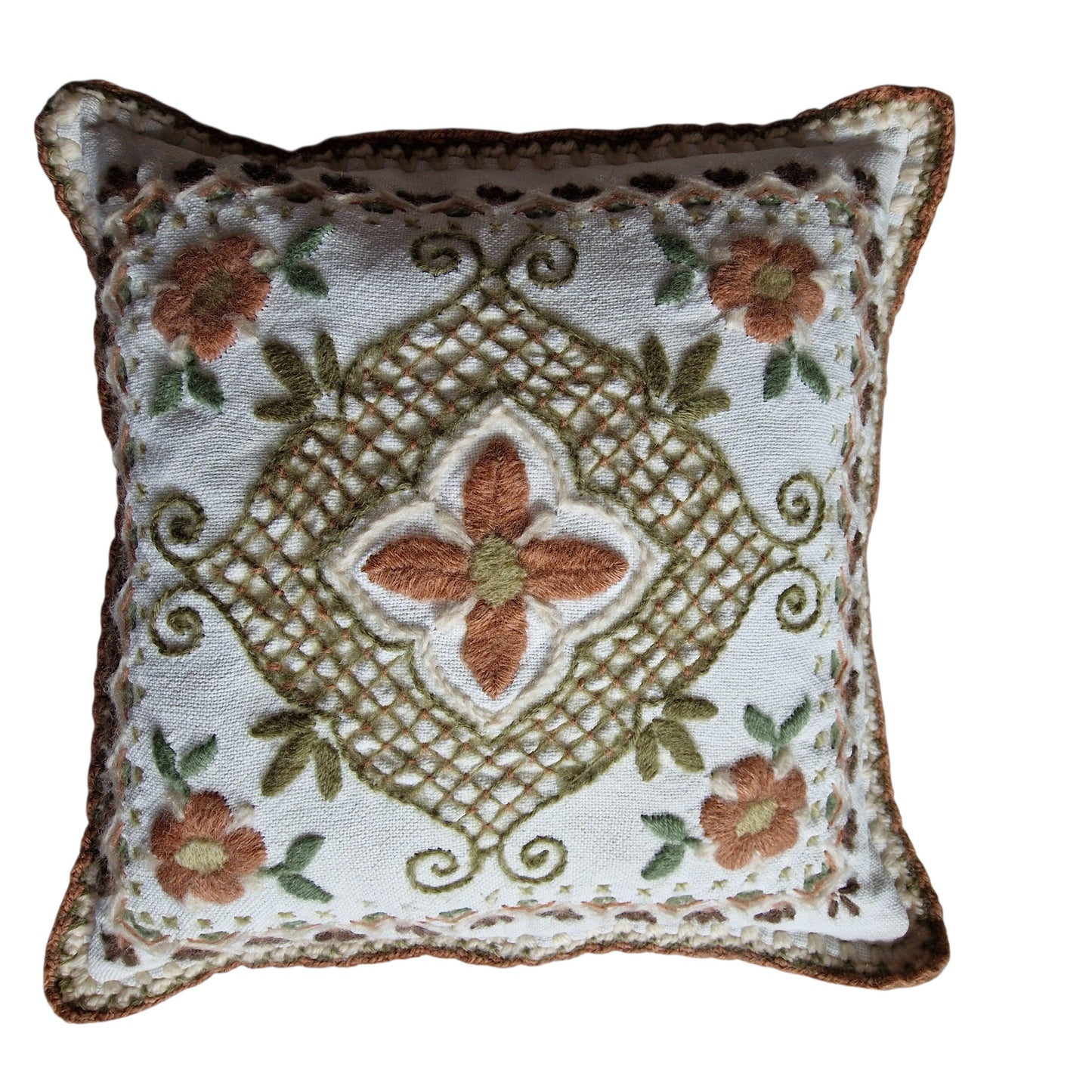 Vintage Scandinavian Embroidered Cushion Set, Folk Style Pillows