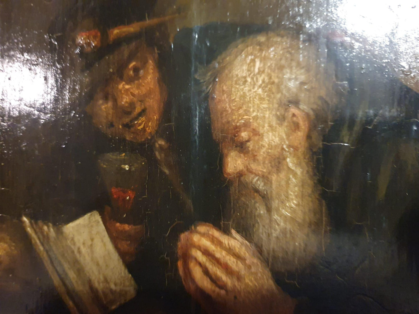 17th Century Dutch Vanitas Oil Painting, Praying Clergyman, Skull