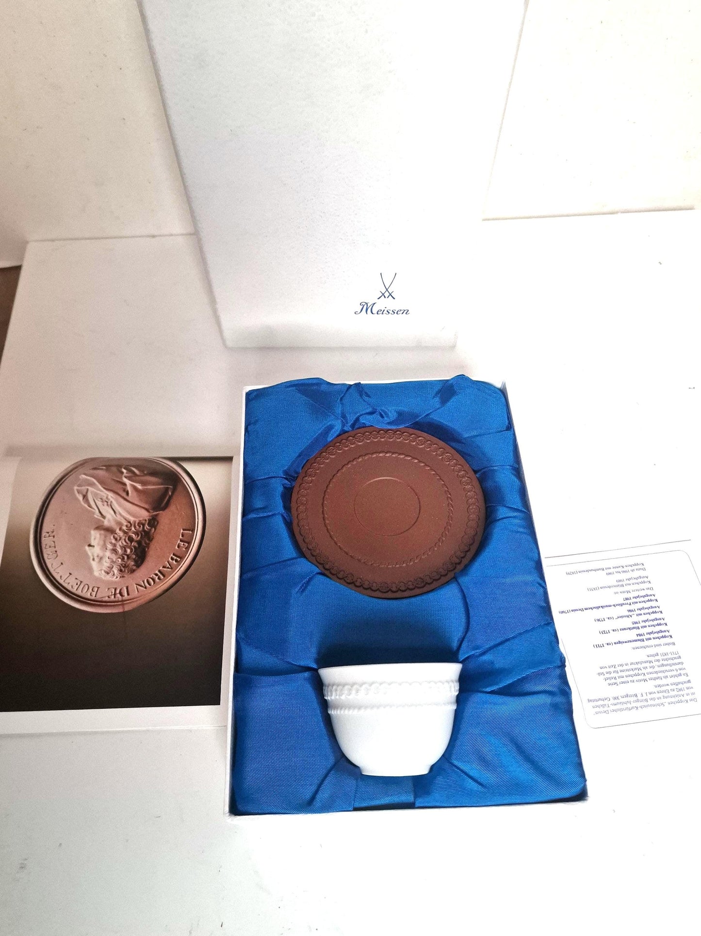 Meissen Biscuit Cup and Saucer, Limited Edition Porcelain, Collectible Service