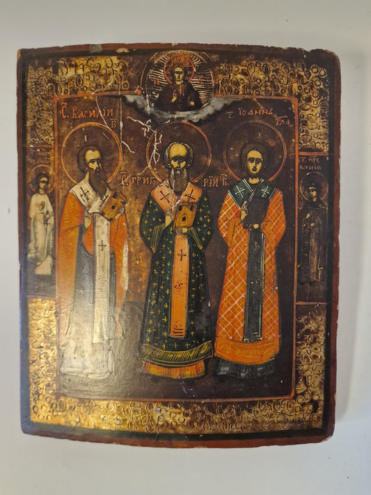 19th Century Russian Orthodox Icon - The Three Holy Hierarchs