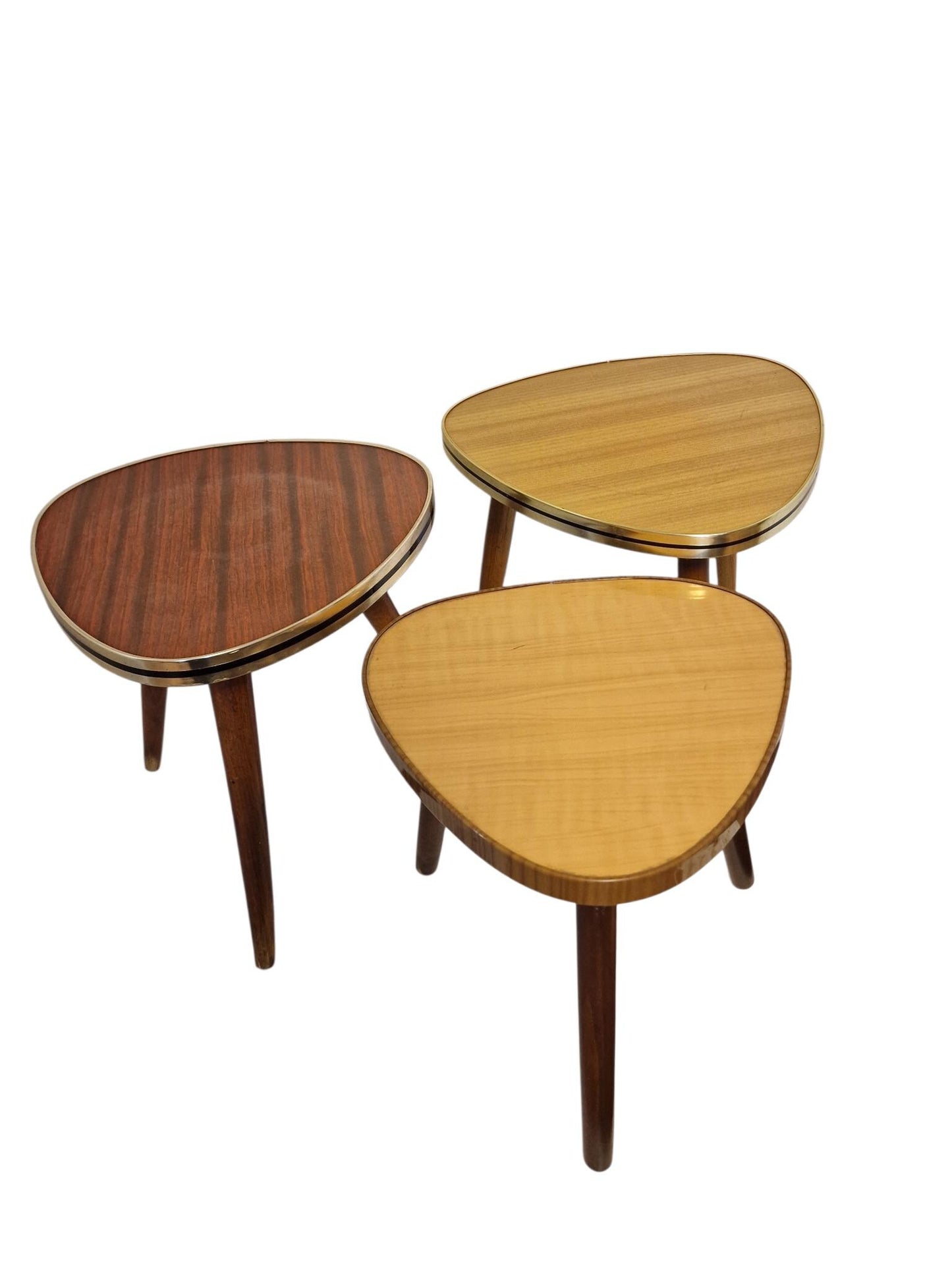 Vintage Set of 3 Pallisander Plant Side Tables, 60s Retro Tripod