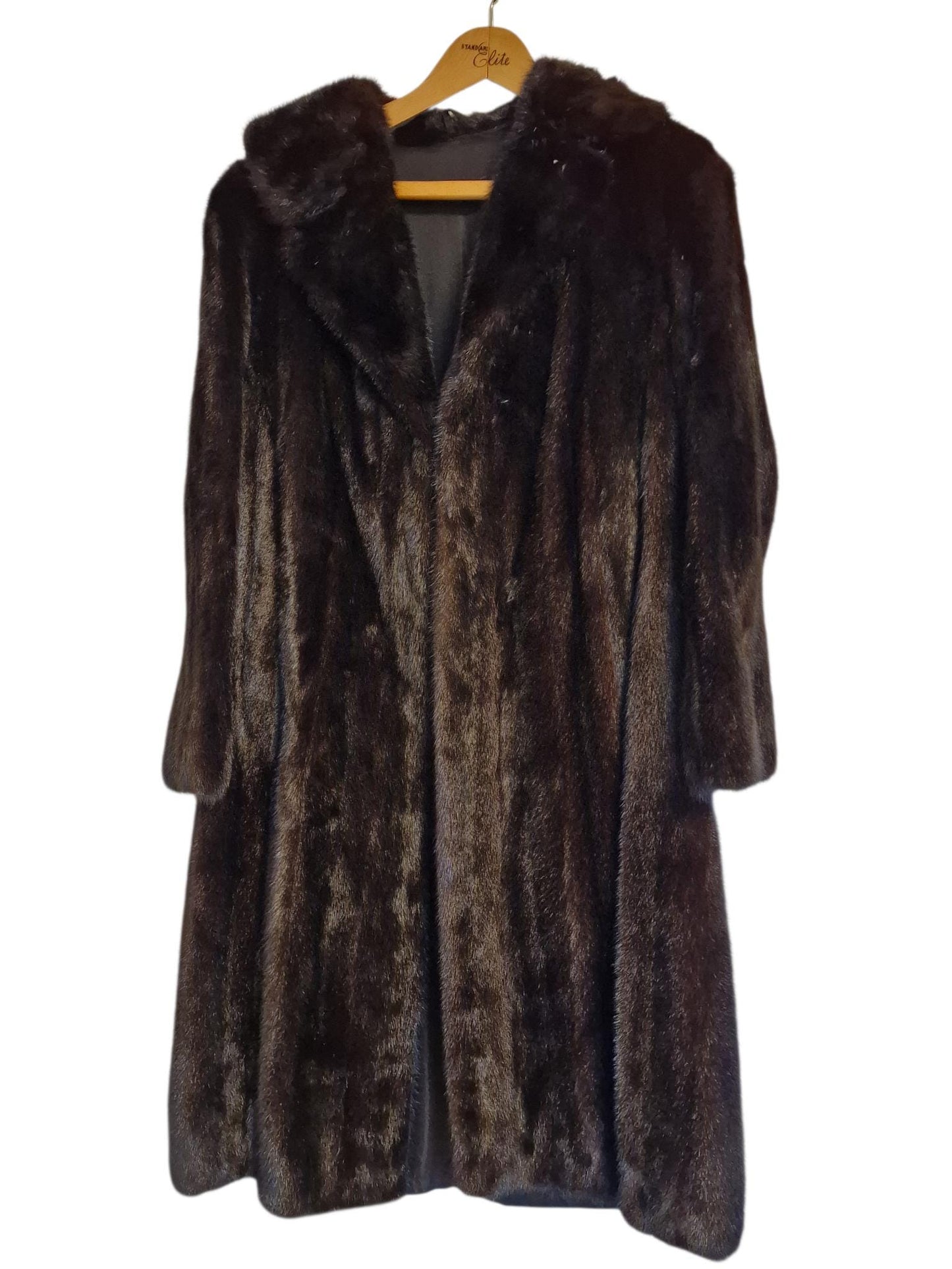 Vintage 1970s Mink Fur Coat, Dark Brown German Made Luxury Winter Coat, Women's L