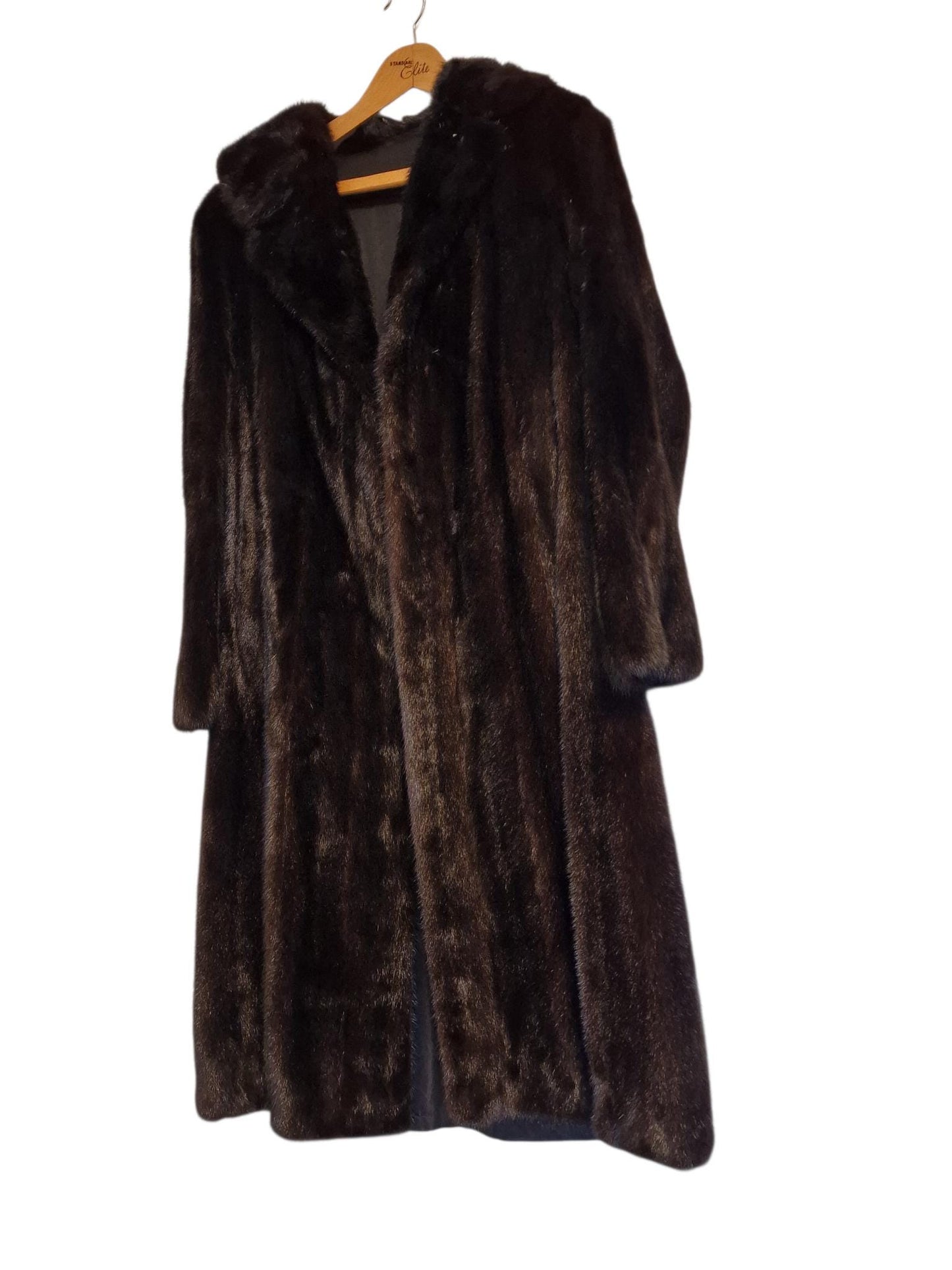 Vintage 1970s Mink Fur Coat, Dark Brown German Made Luxury Winter Coat, Women's L