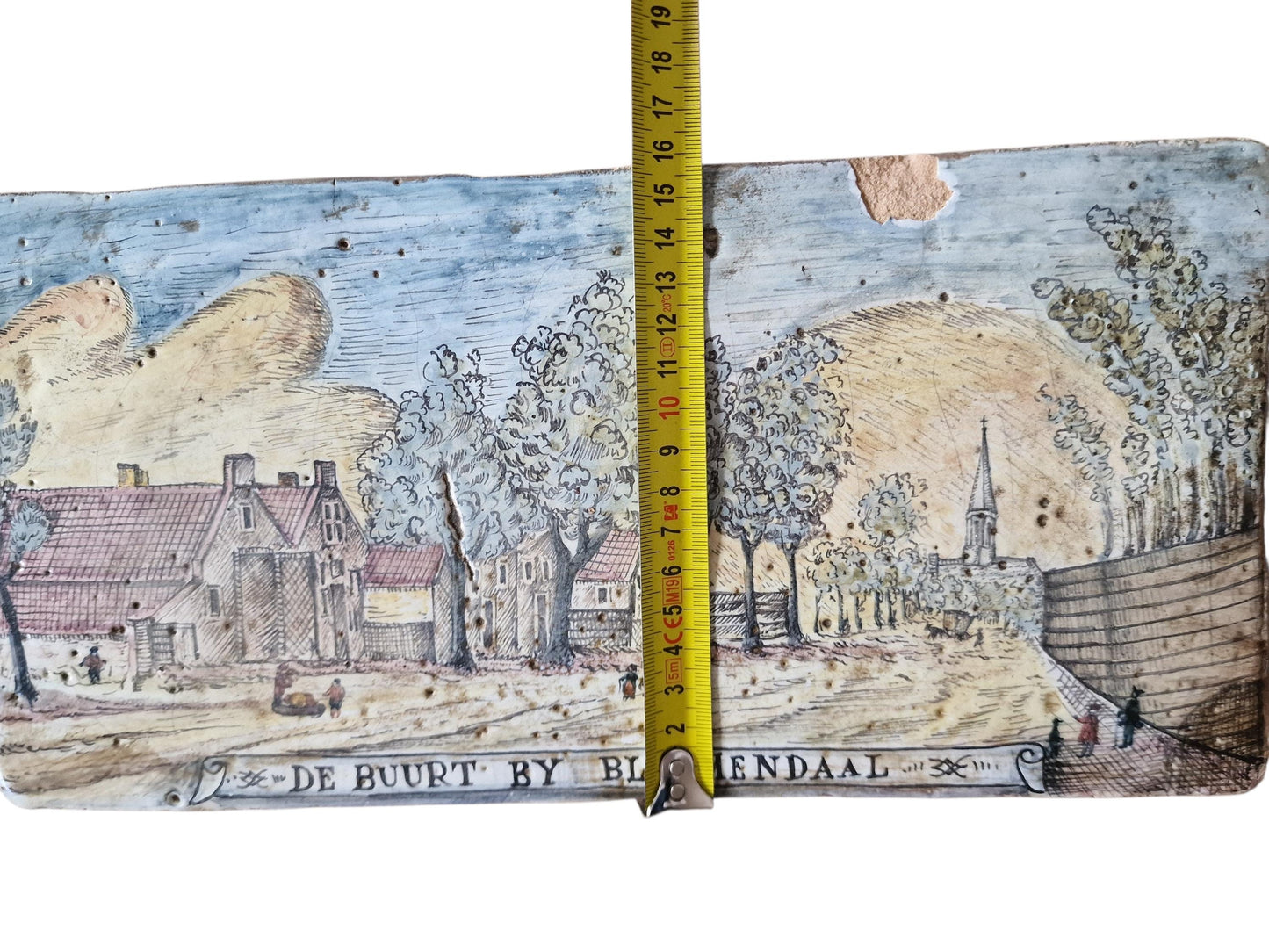 De buurt bij bloemendaal. Aardewerk plaquette handgeschilderd