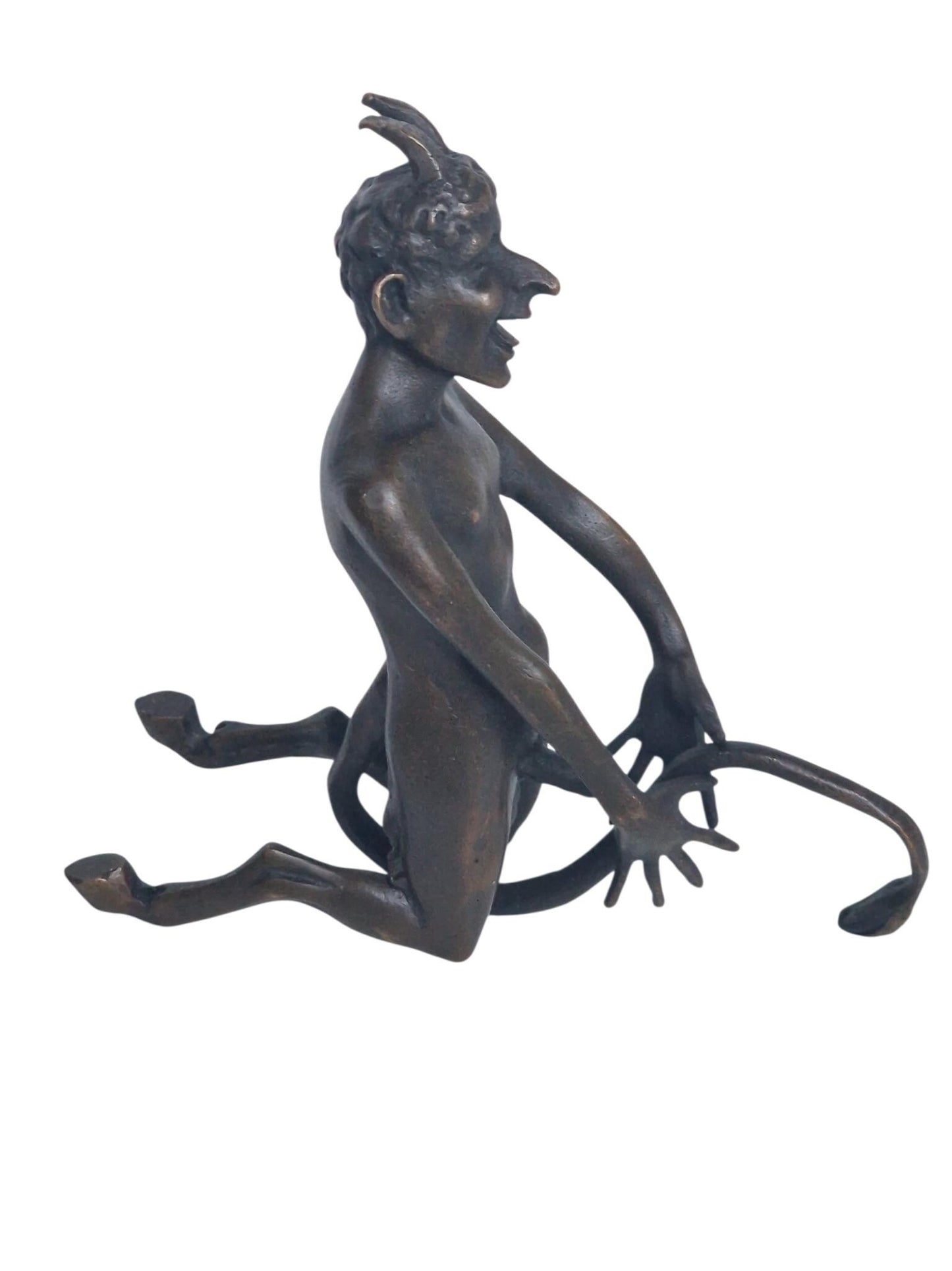 Fritz bergmann , 'your horny little devil' , vienna bronze, bronze erotic fun sculpture, large model