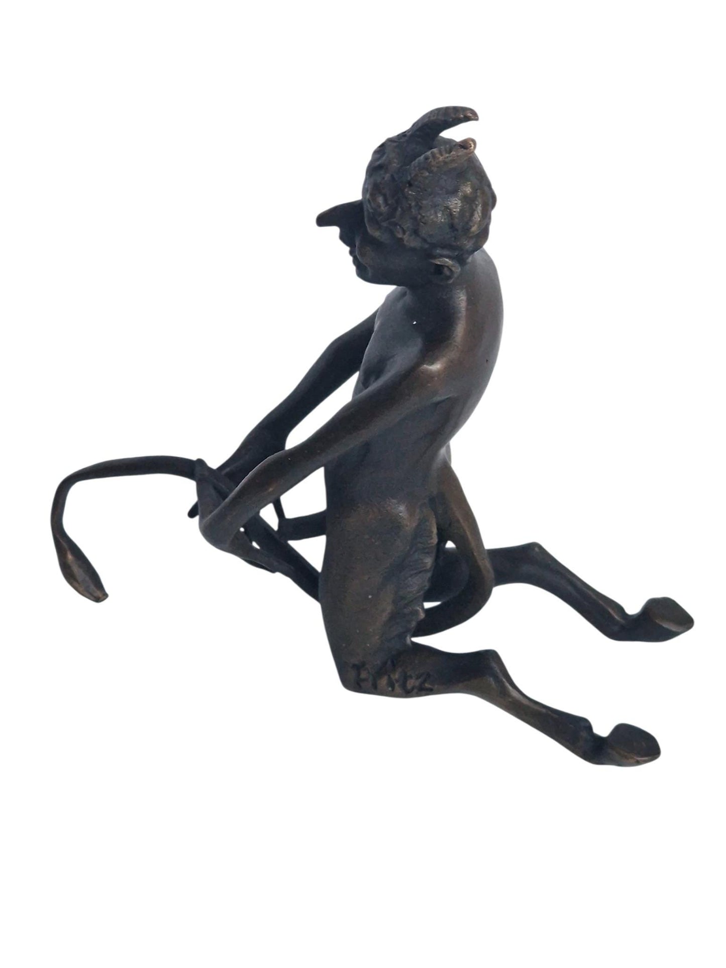 Fritz bergmann , 'your horny little devil' , vienna bronze, bronze erotic fun sculpture, large model