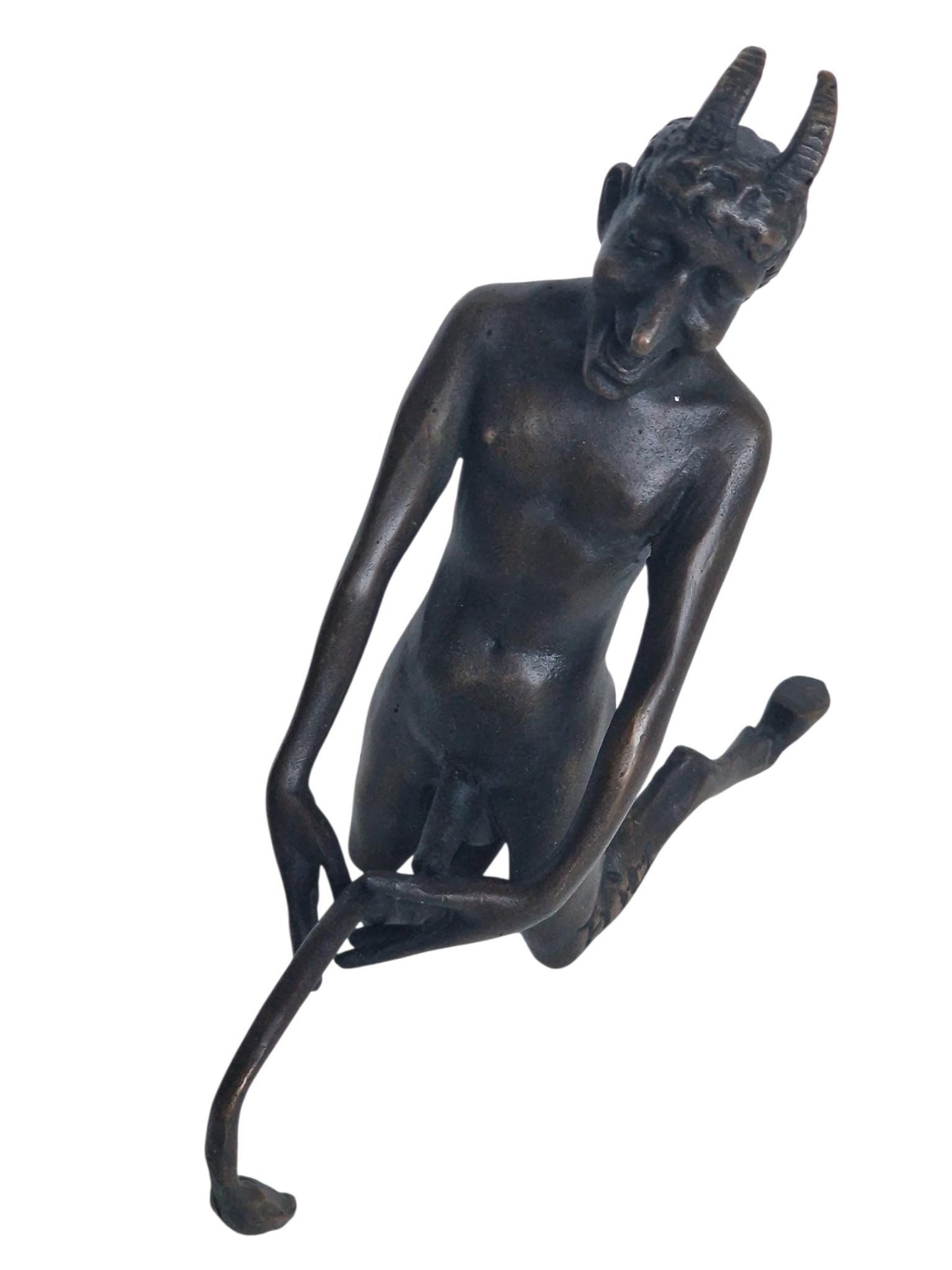 Fritz bergmann , 'your horny little devil' , vienna bronze, bronze erotic fun sculpture, large model