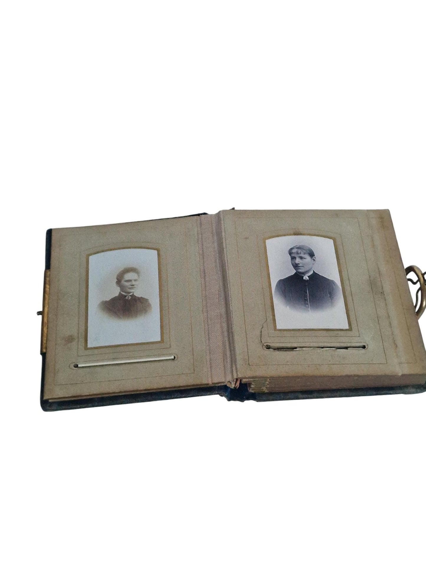 Victorian Photo Album, Ornate gold metal Mounts, with photos , 1860s-1880s, monogram and dated 1867