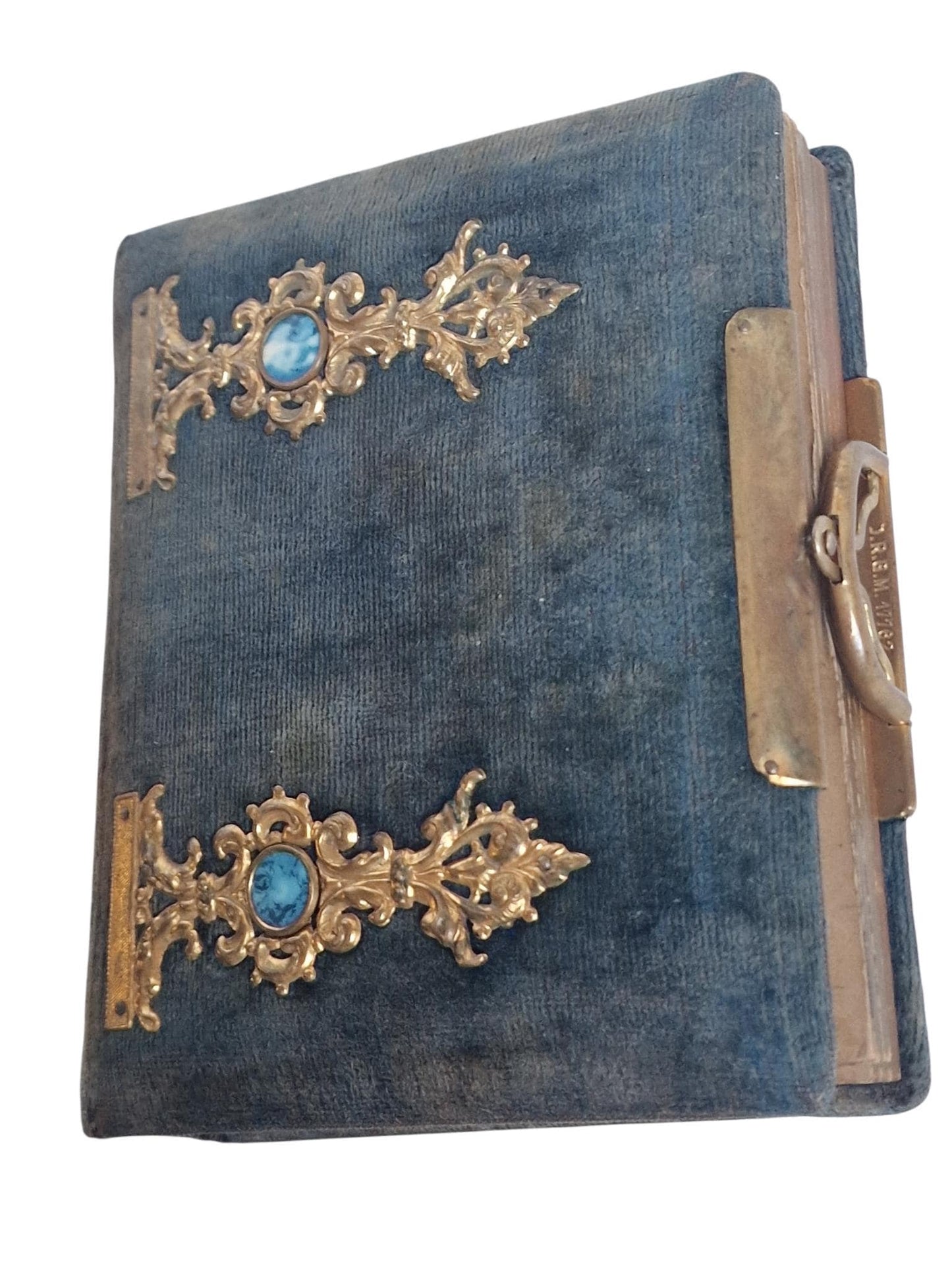 Victorian Photo Album, Ornate gold metal Mounts, with photos , 1860s-1880s, monogram and dated 1867