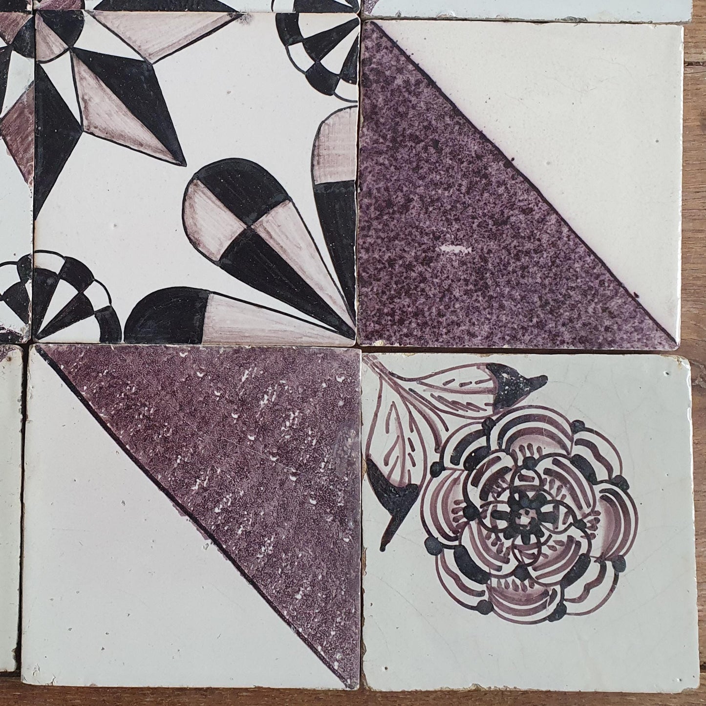 Antique Delft Tiles, 19th Century Dutch Wall Panel, Floral Decor