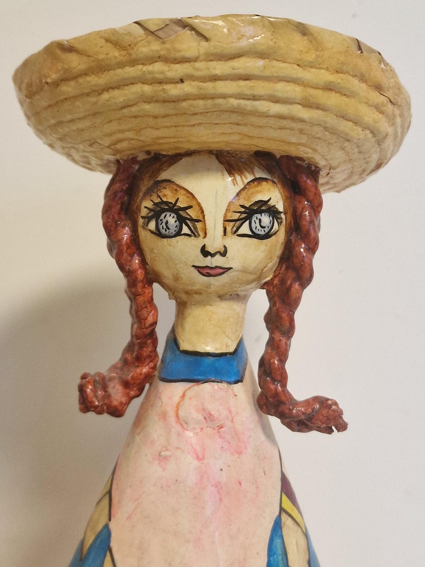 Sergio Bustamante Sun Face Girl, Handpainted Paper Mache Tonala Figure