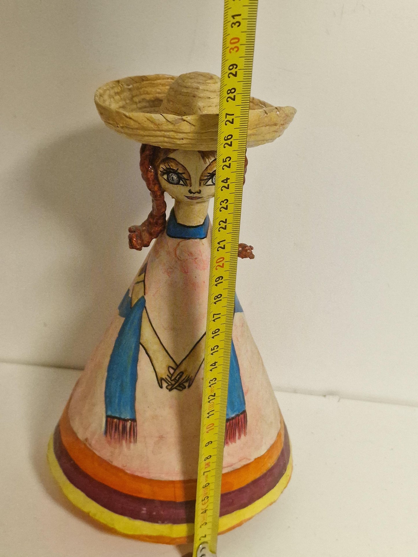 Sergio Bustamante Sun Face Girl, Handpainted Paper Mache Tonala Figure