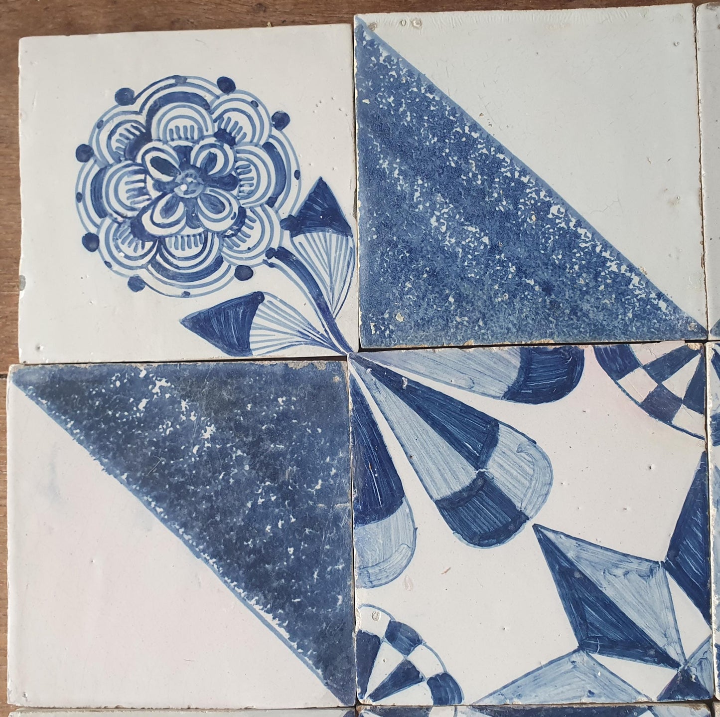 Antique Delft Tiles, 19th Century Dutch Wall Panel, Floral Decor