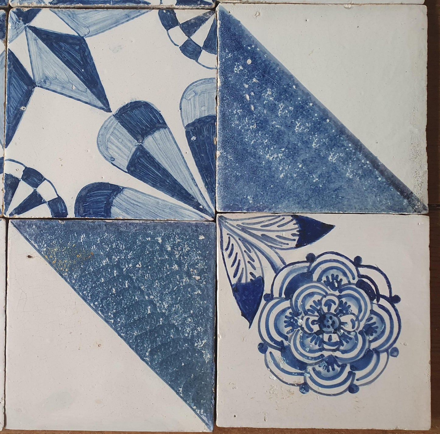 Antique Delft Tiles, 19th Century Dutch Wall Panel, Floral Decor