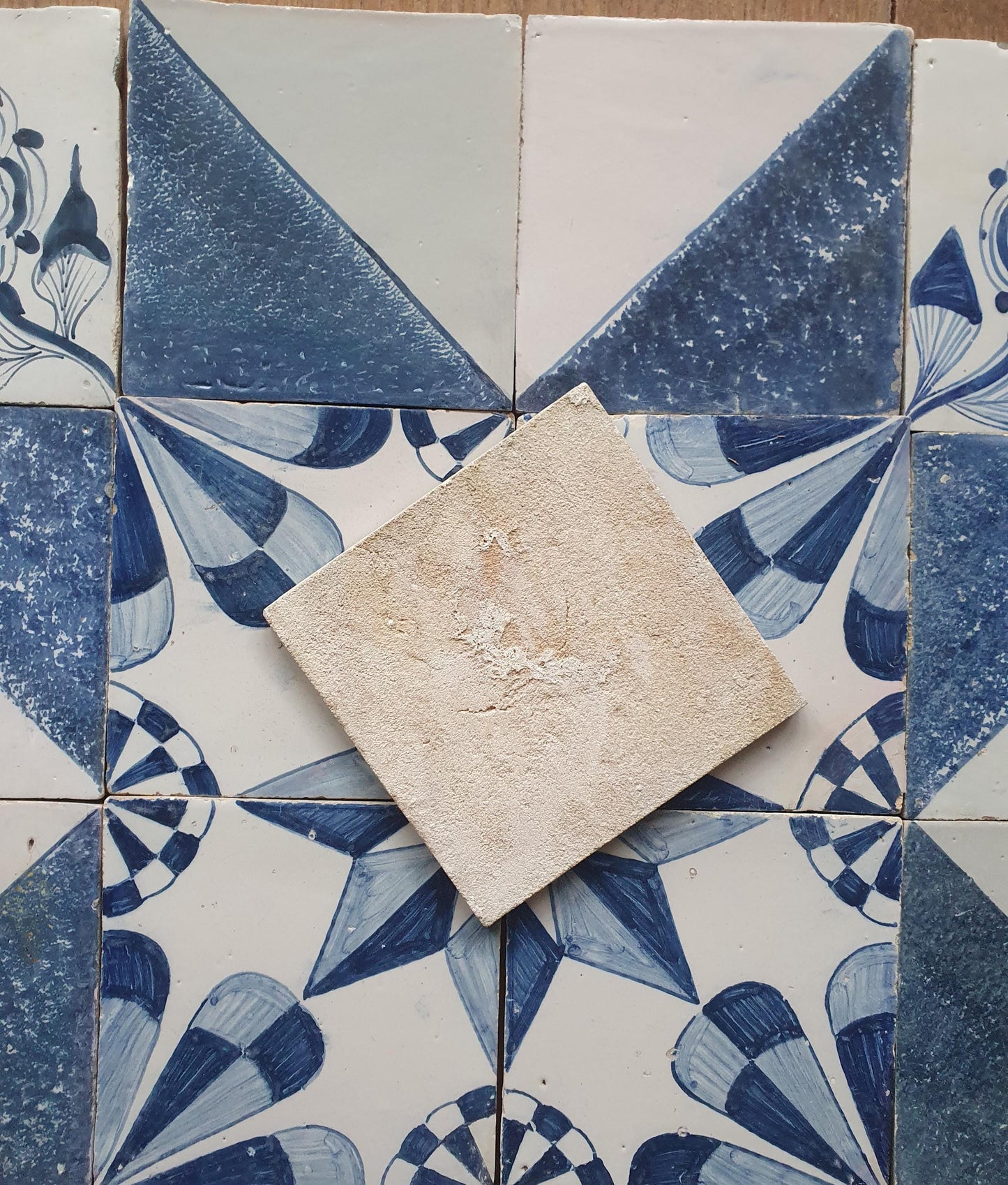 Antique Delft Tiles, 19th Century Dutch Wall Panel, Floral Decor