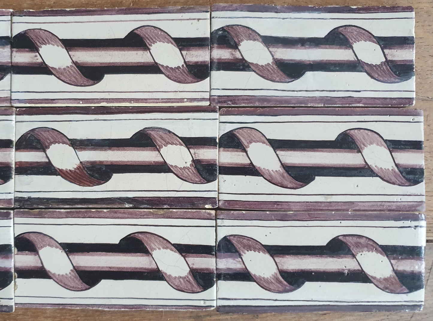 Antique Delft edge Tiles, 18th Century Dutch Wall Panel, Floral Decor set 18