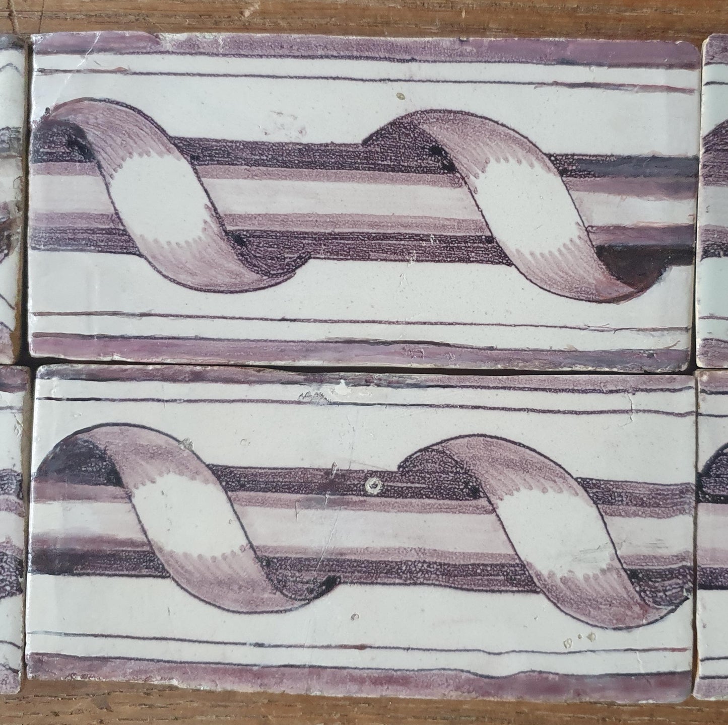 Antique Delft edge Tiles, 18th Century Dutch Wall Panel, Floral Decor set 18