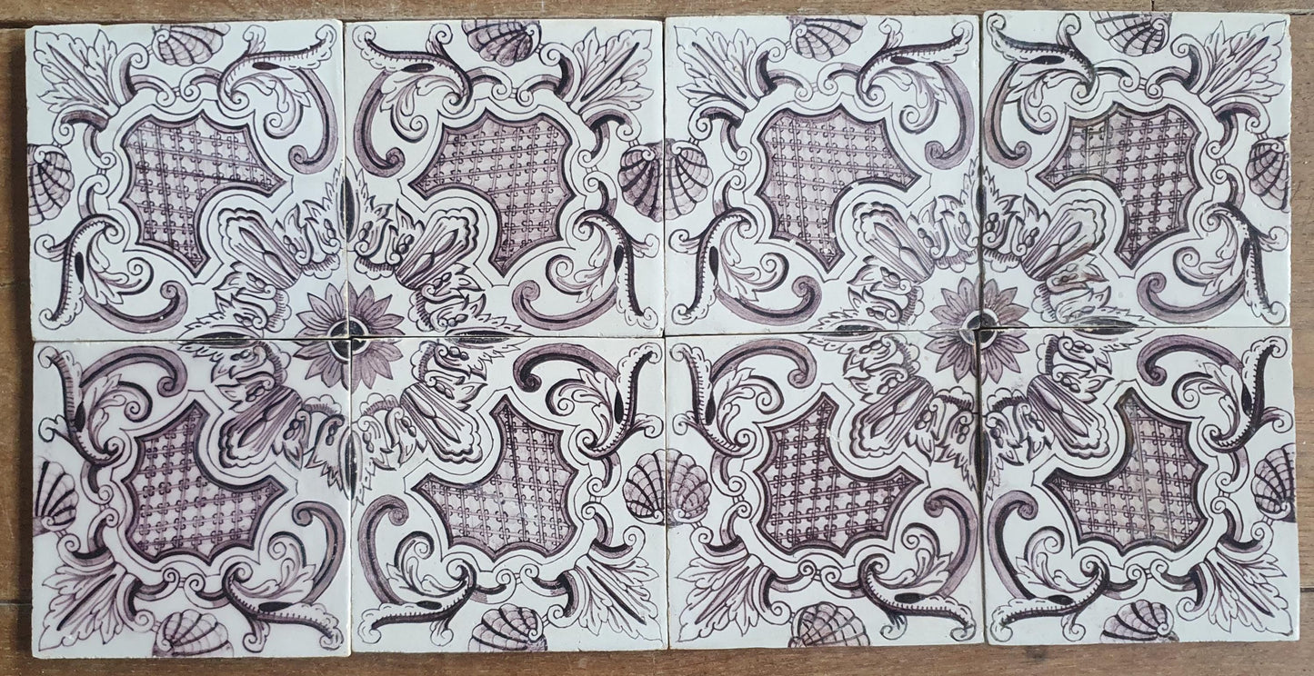 Antique Delft Tiles, 19th Century Dutch Wall Decor, Set of 8