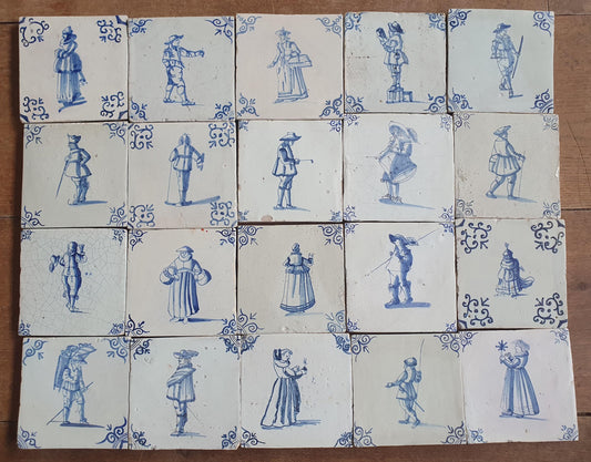 17th Delft tiles was  made around 1650 and depicts a crafts set of 20