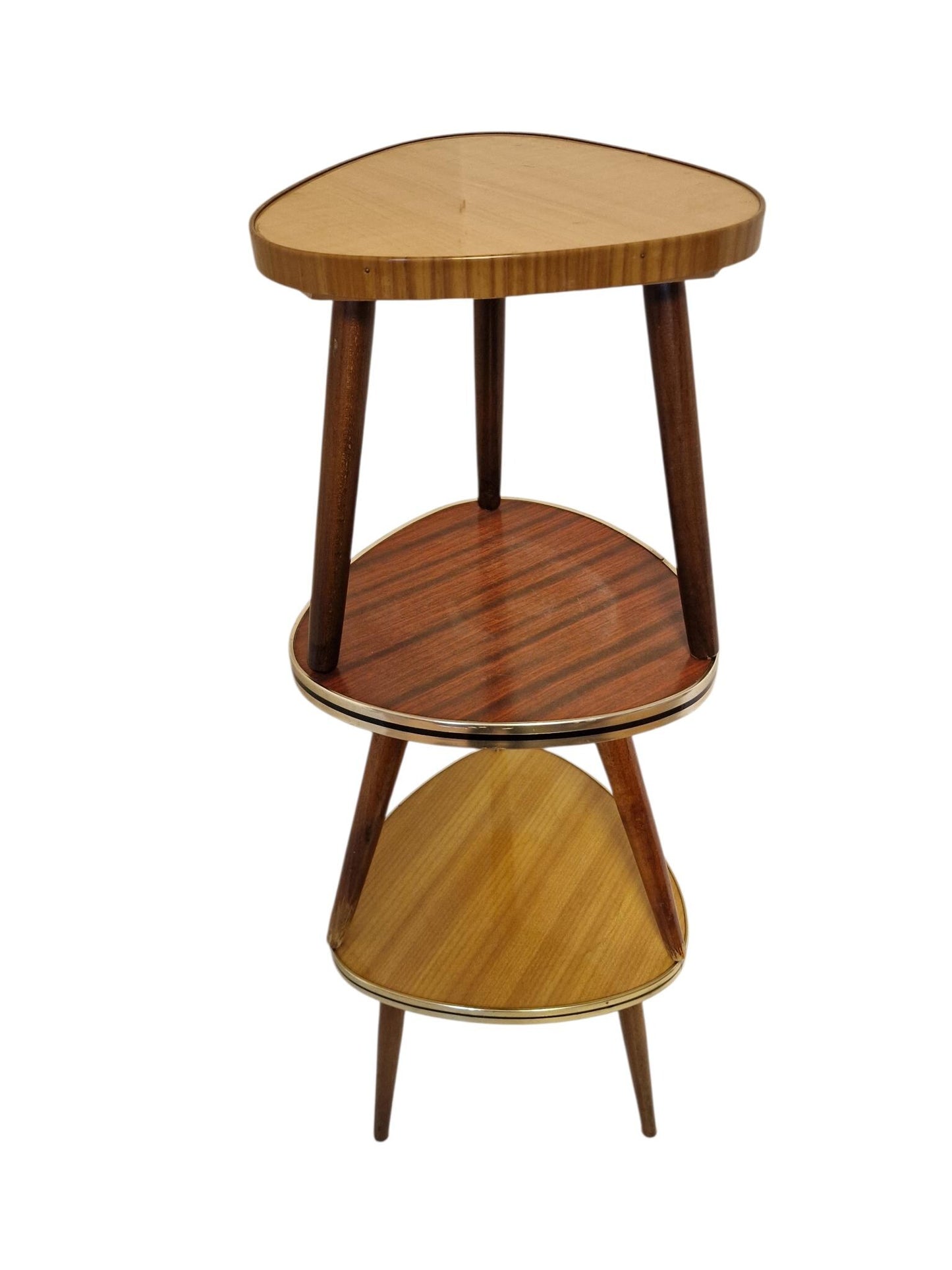 Vintage Set of 3 Pallisander Plant Side Tables, 60s Retro Tripod