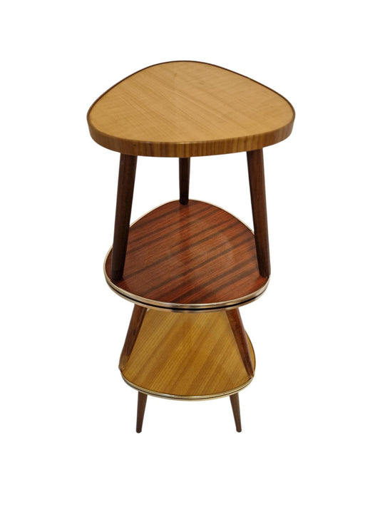 Vintage Set of 3 Pallisander Plant Side Tables, 60s Retro Tripod
